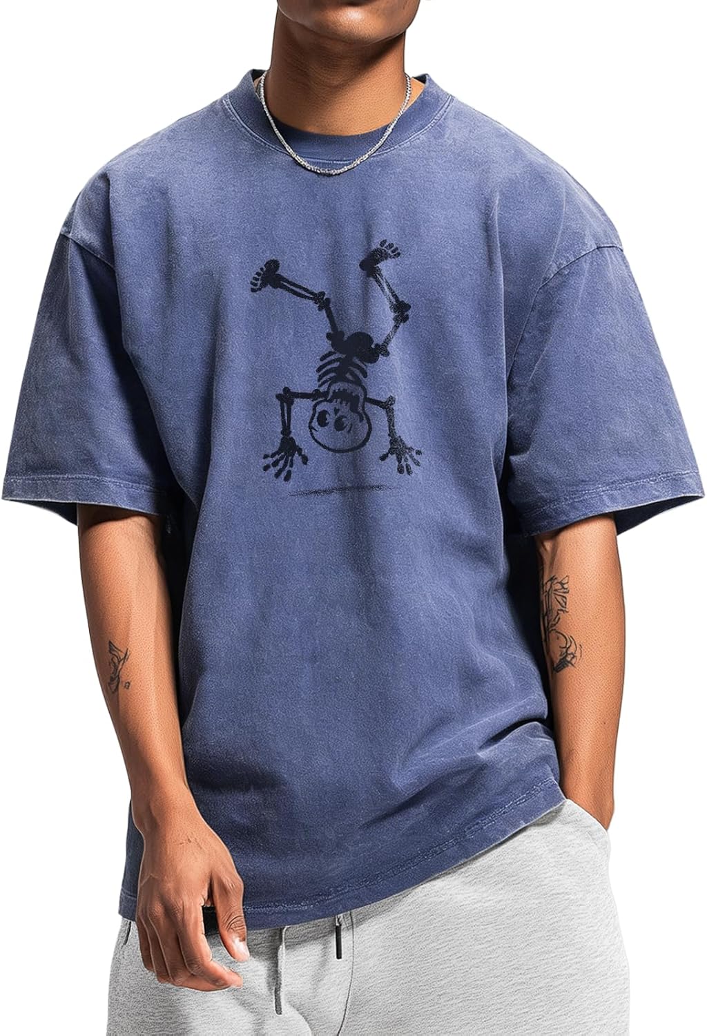 Summer Graphic Cotton T-Shirts for Men Casual Tees Washed Streetwear Crewneck Short Sleeve Tops