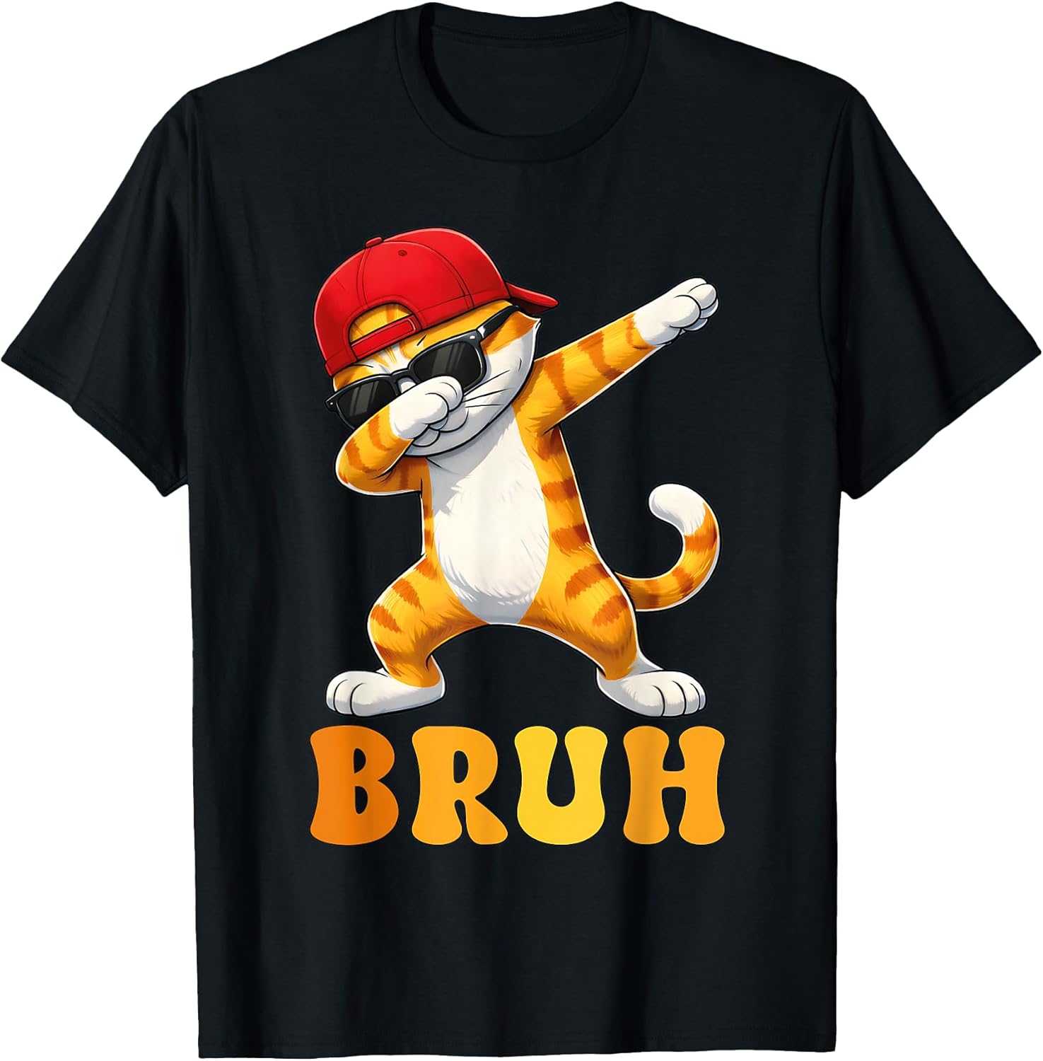 Bruh Meme Dabbing Cat Funny Mens Kids Boys Teens Cats Lover T-Shirt