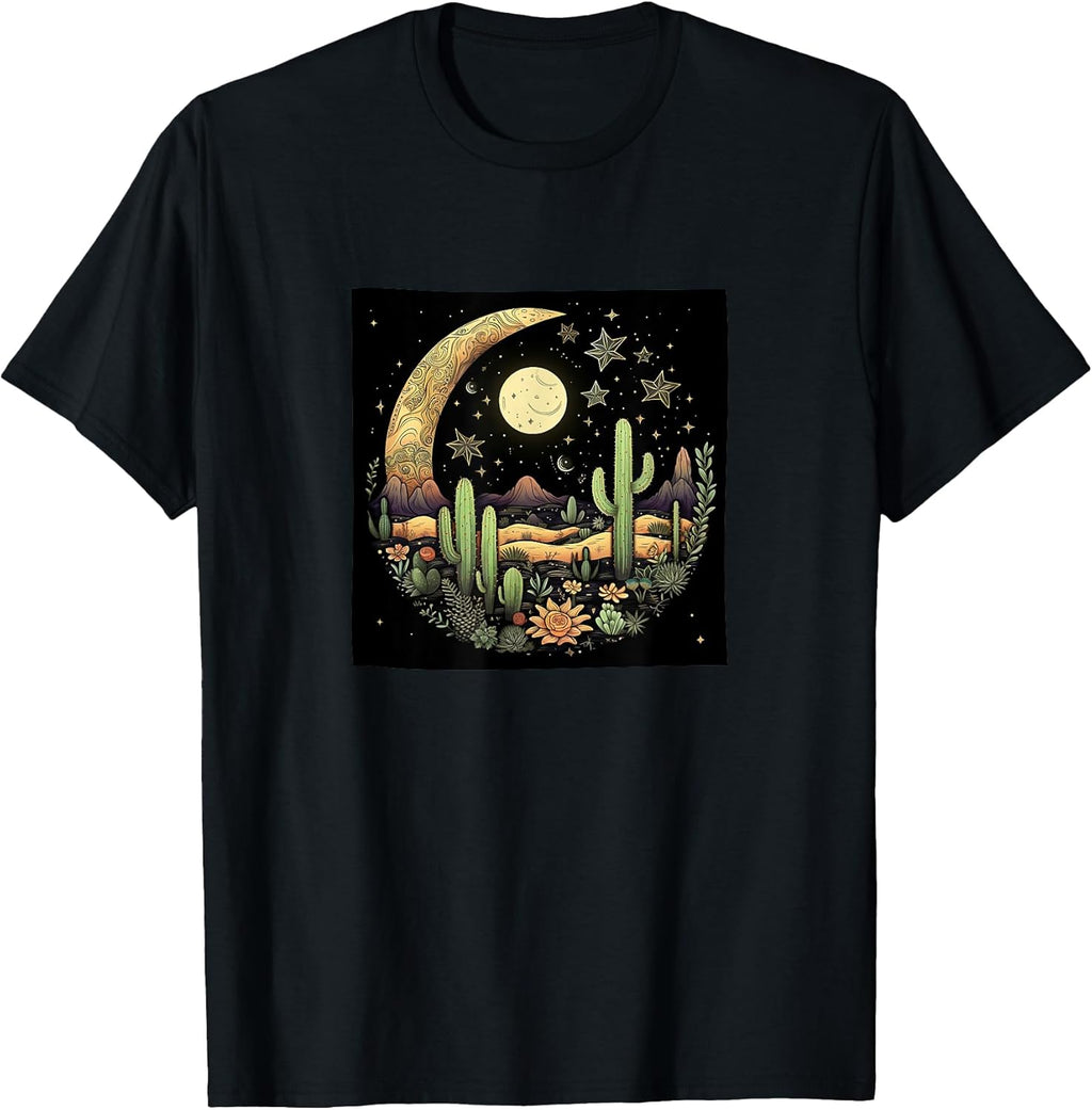 Cactus Moon Desert Flowers Graphic Merch