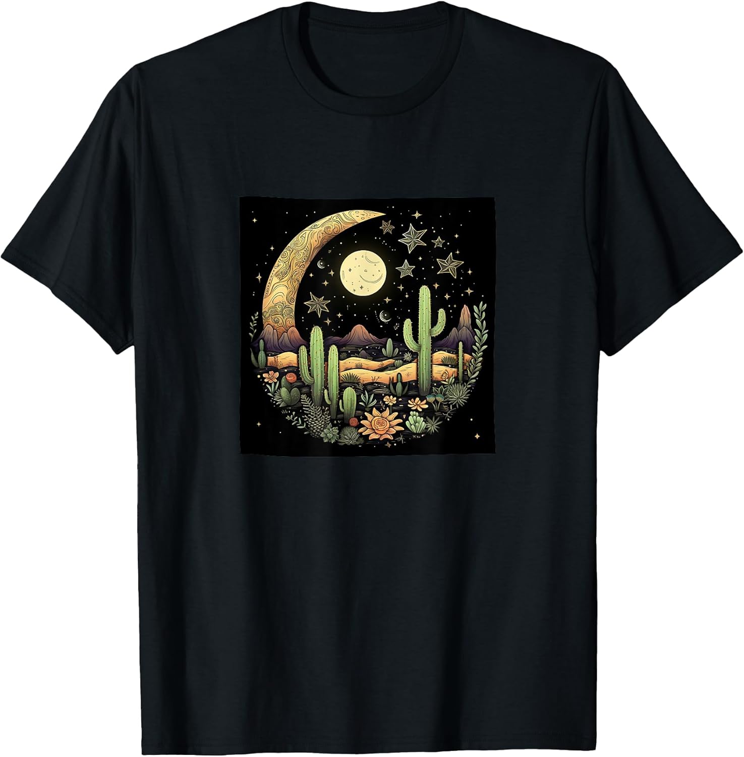Cactus Moon Desert Flowers Graphic Merch