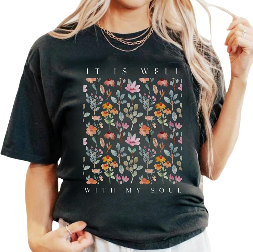 Christian Shirts for Women Vintage Bible Verse Boho Wildflowers Shirts Floral Graphic Tees