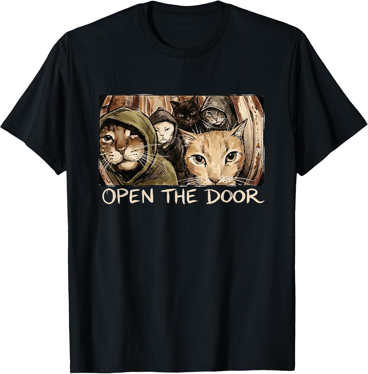 Vintage Open The Door Funny Meme Gang Sarcastic Cat Lover T-Shirt