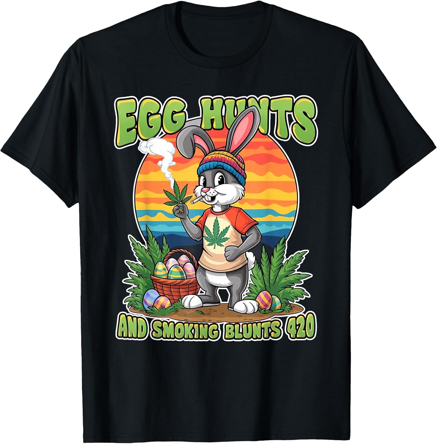 Stoned Easter Bunny With Joint 4/20 Shirt