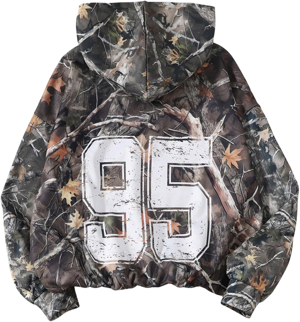 Girl's Number Camo Hoodies Long Sleeve Oversized Sweatshirts Hoodie Pullovers Streetwear Trendy
