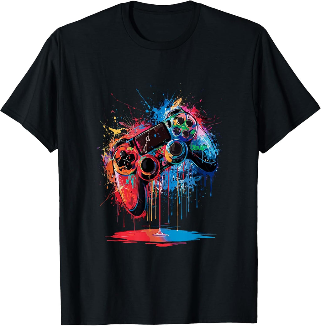 Gamer Video Game Control Pad Paint Dripping Gaming T-Shirt