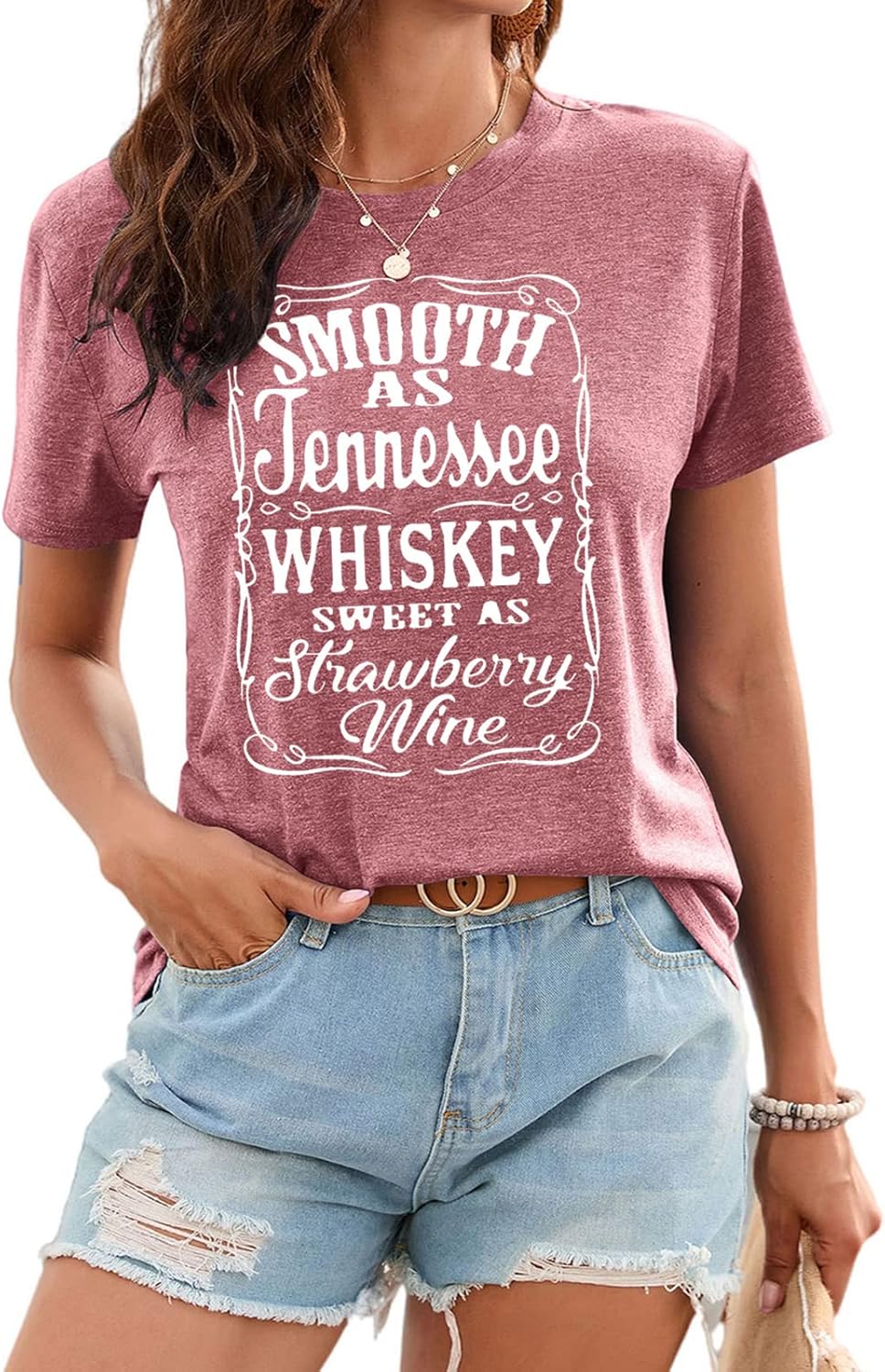 Women Graphic Vintage Band Tees Country Western Cowgirl Casual T-Shirt