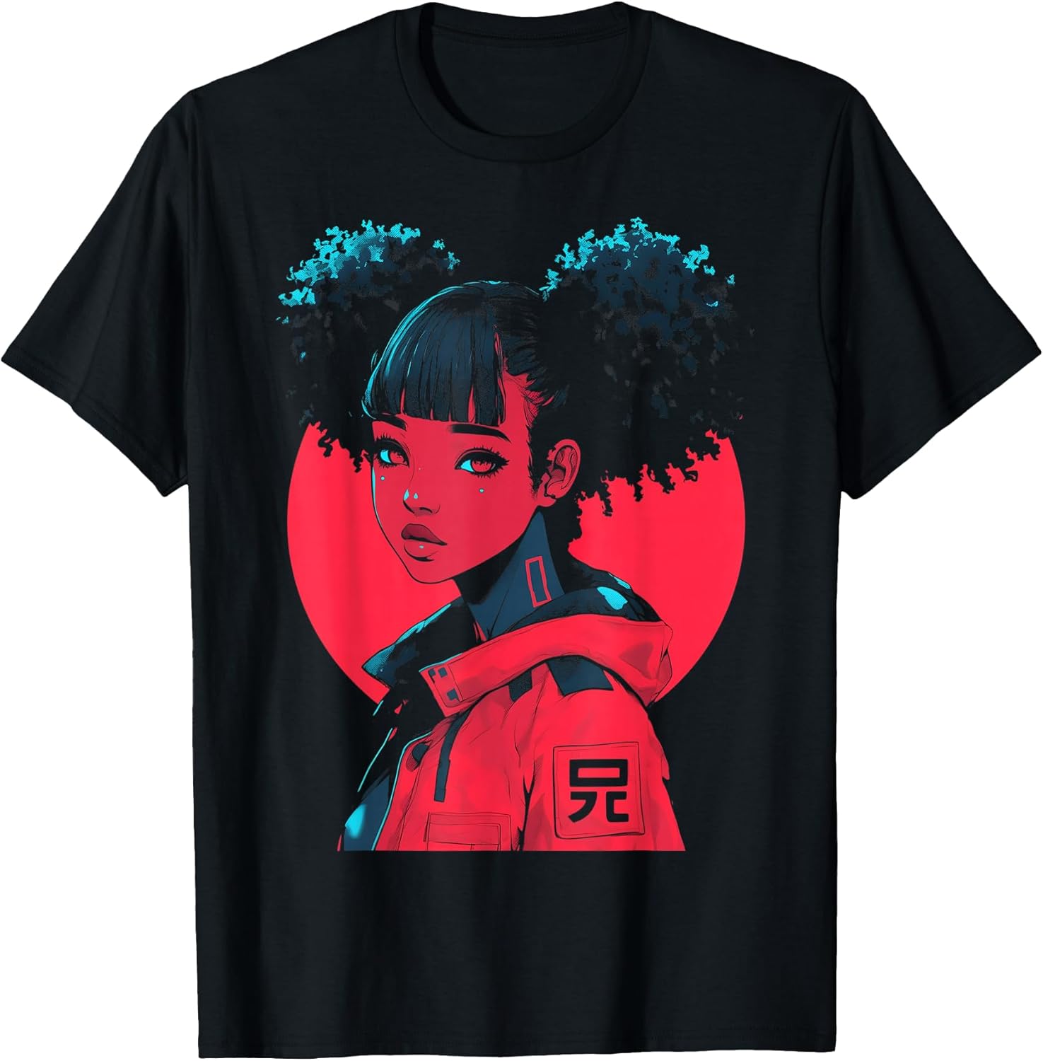 Harajuku Cyberpunk Black Girl Anime Manga Waifu Japanese T-Shirt