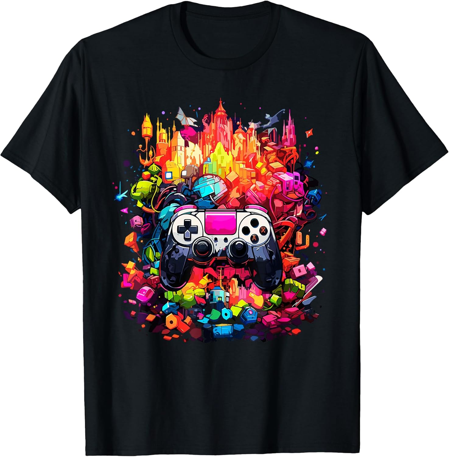 Colorful Video Game Controller Tie Dye Cool Gamer Gaming Tee T-Shirt