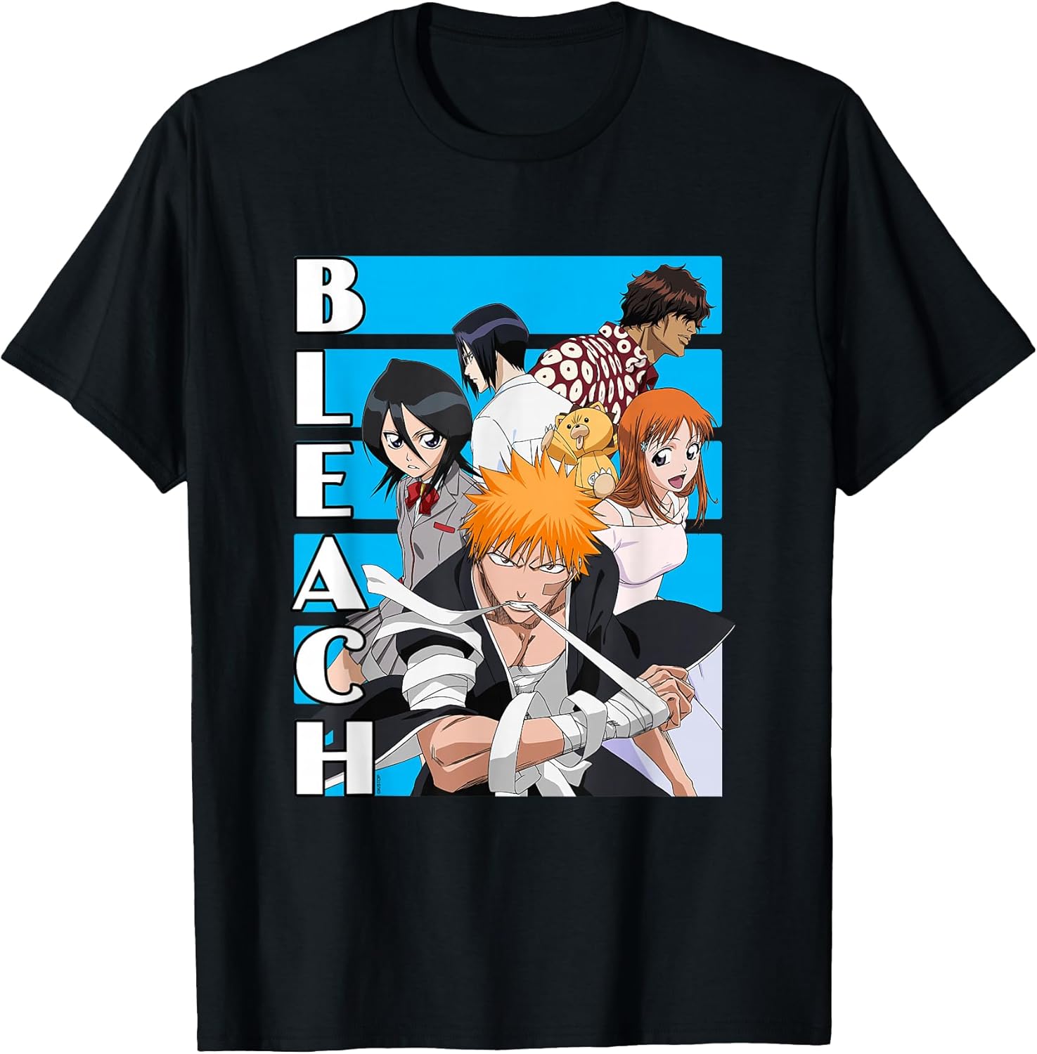 Characters with Blue Lines and Logo Anime T-Shirt