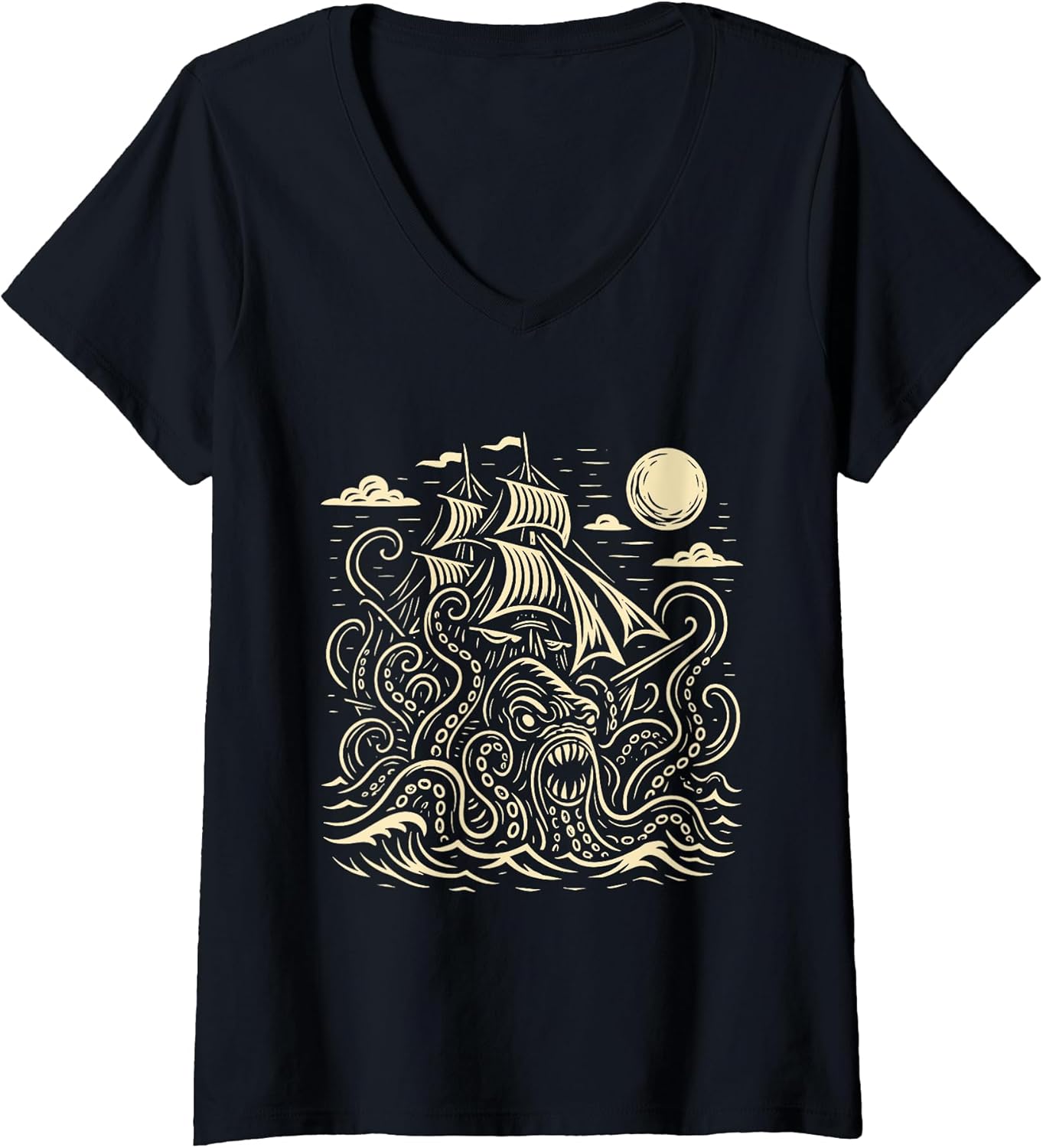 Retro Kraken Pirate Ship Sea Monster Vintage Merch