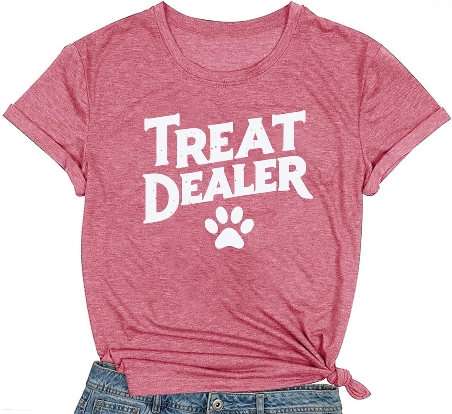Dog Lover Shirts for Women Cute Paw Love Heart Print T-Shirt Dog Mom Short Sleeve Tee Tops