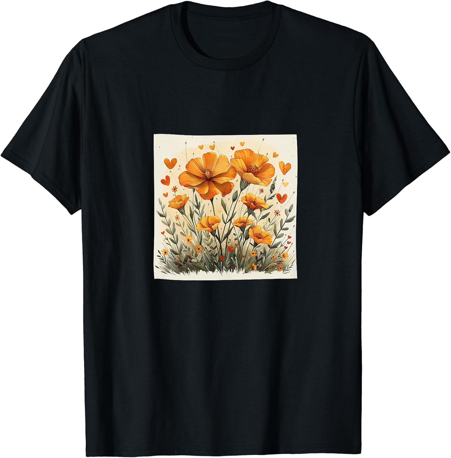 Marigold Flowers With Hearts Around Merch