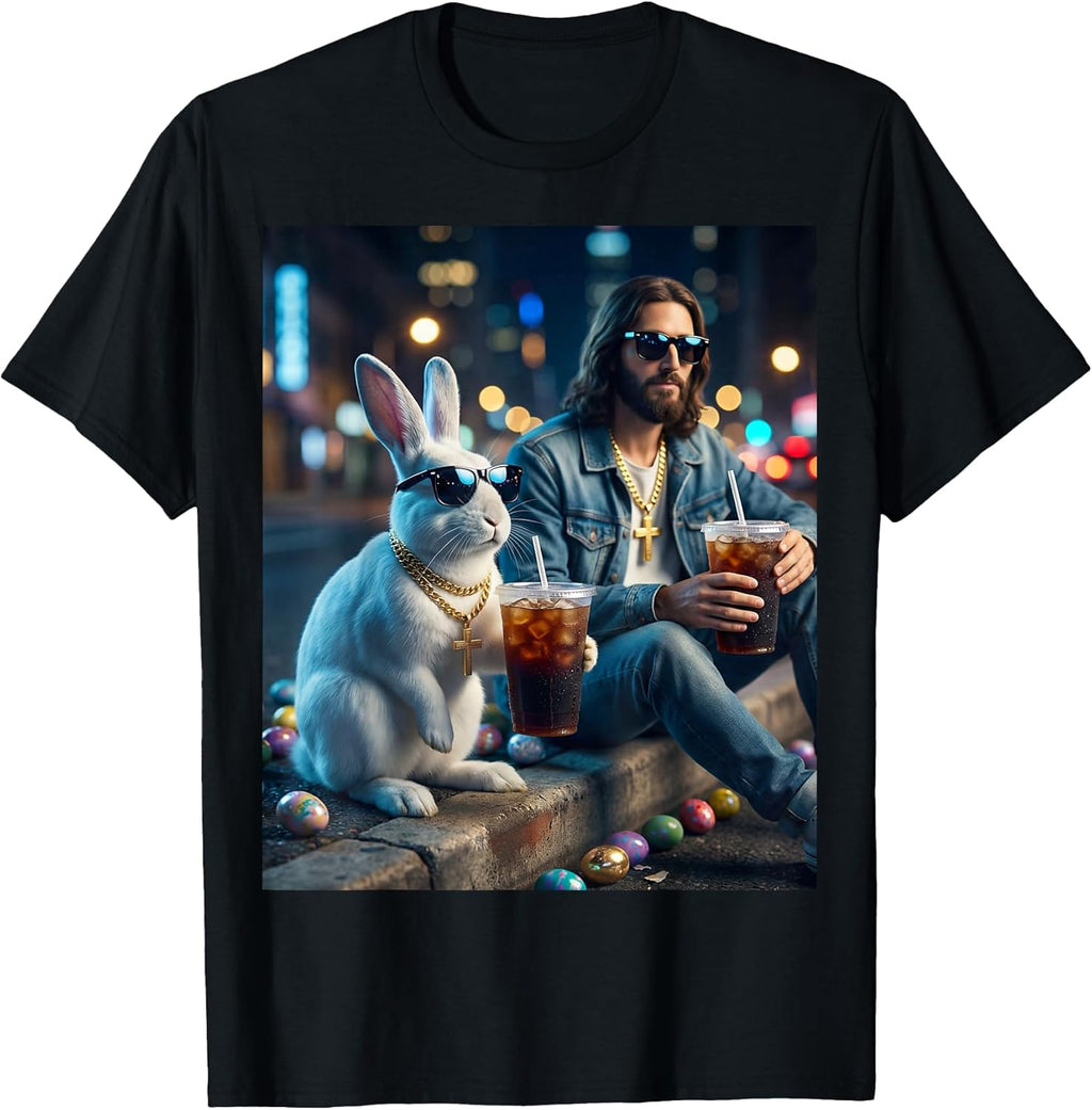 Jesus Rabbit drinking Iced Coffee Merch