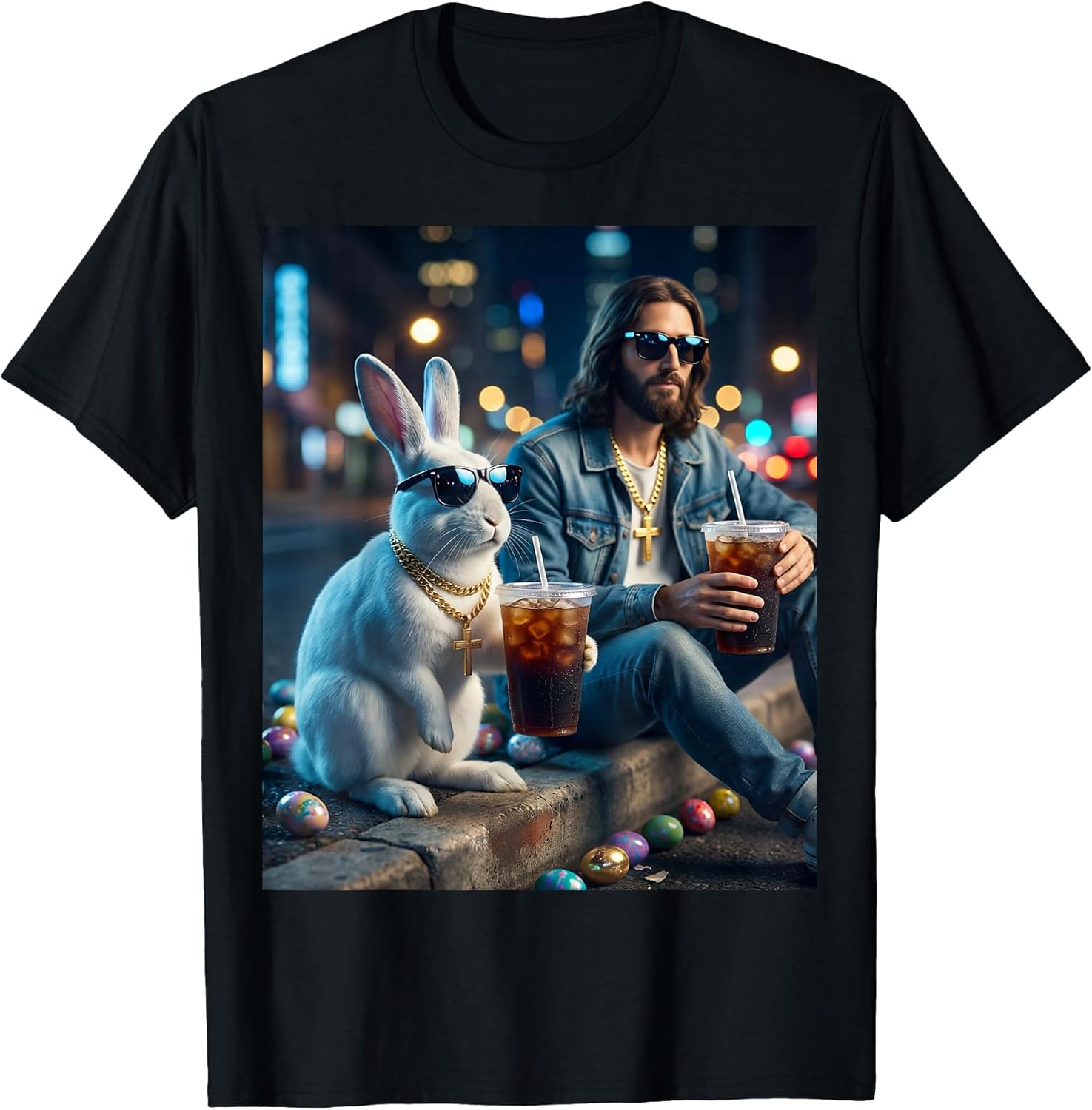Jesus Rabbit drinking Iced Coffee Merch