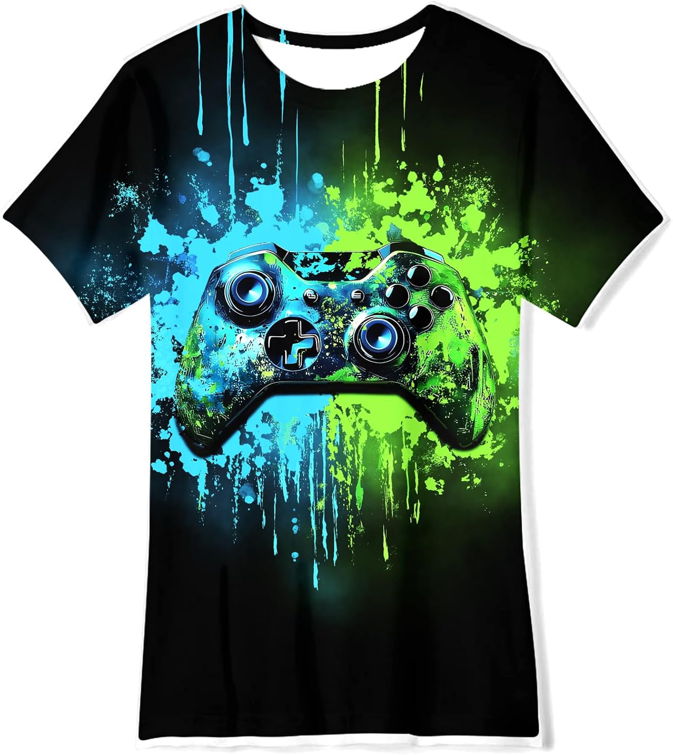 Boys Girls Neon Shirt Short Sleeve Cool 3D Graphic Print Neon Game Summer Tees Tops for 8-12 Years