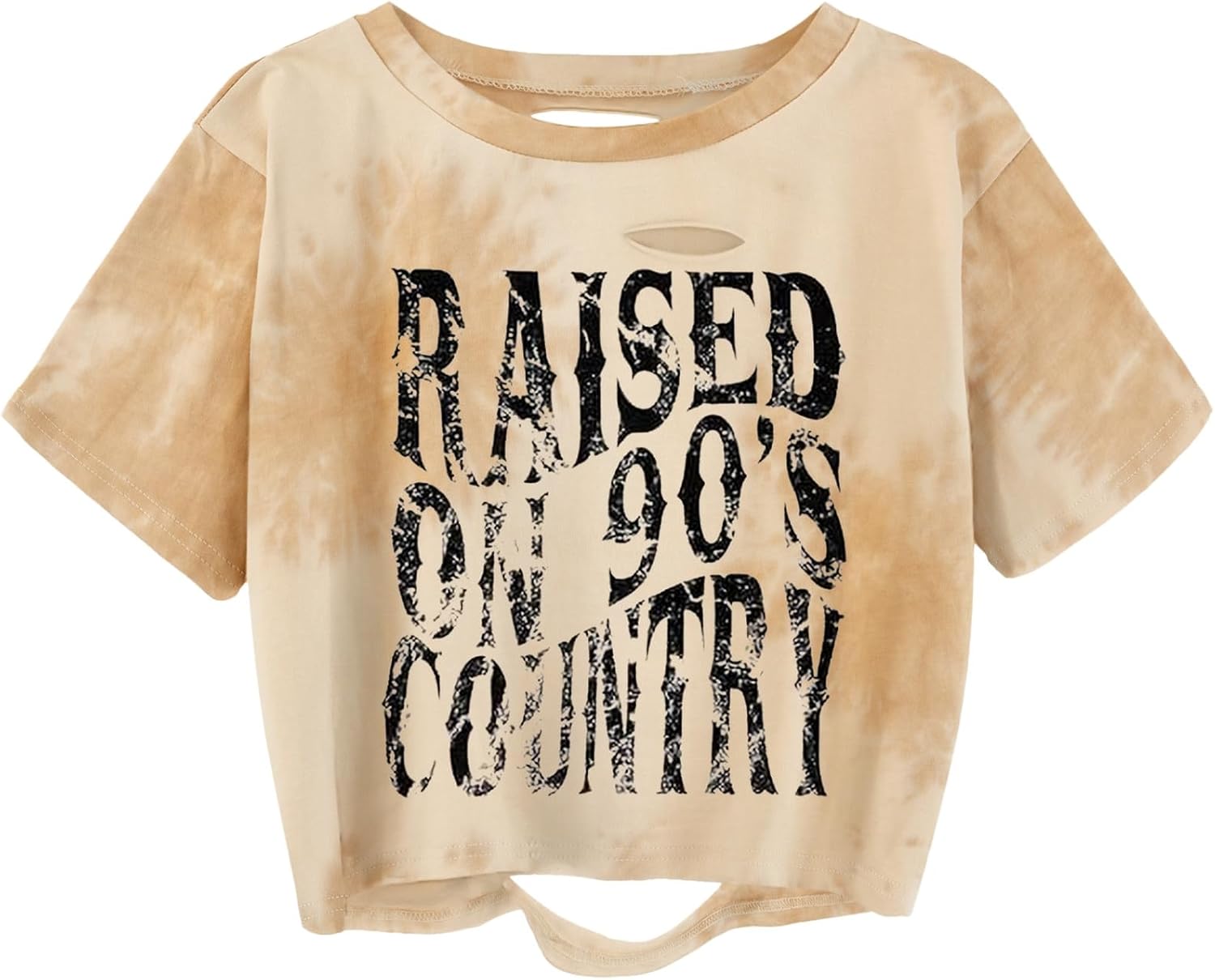 Women Country Music Graphic Distressed Tee Shirt Sexy Ripped Short Sleeve Crop Tops