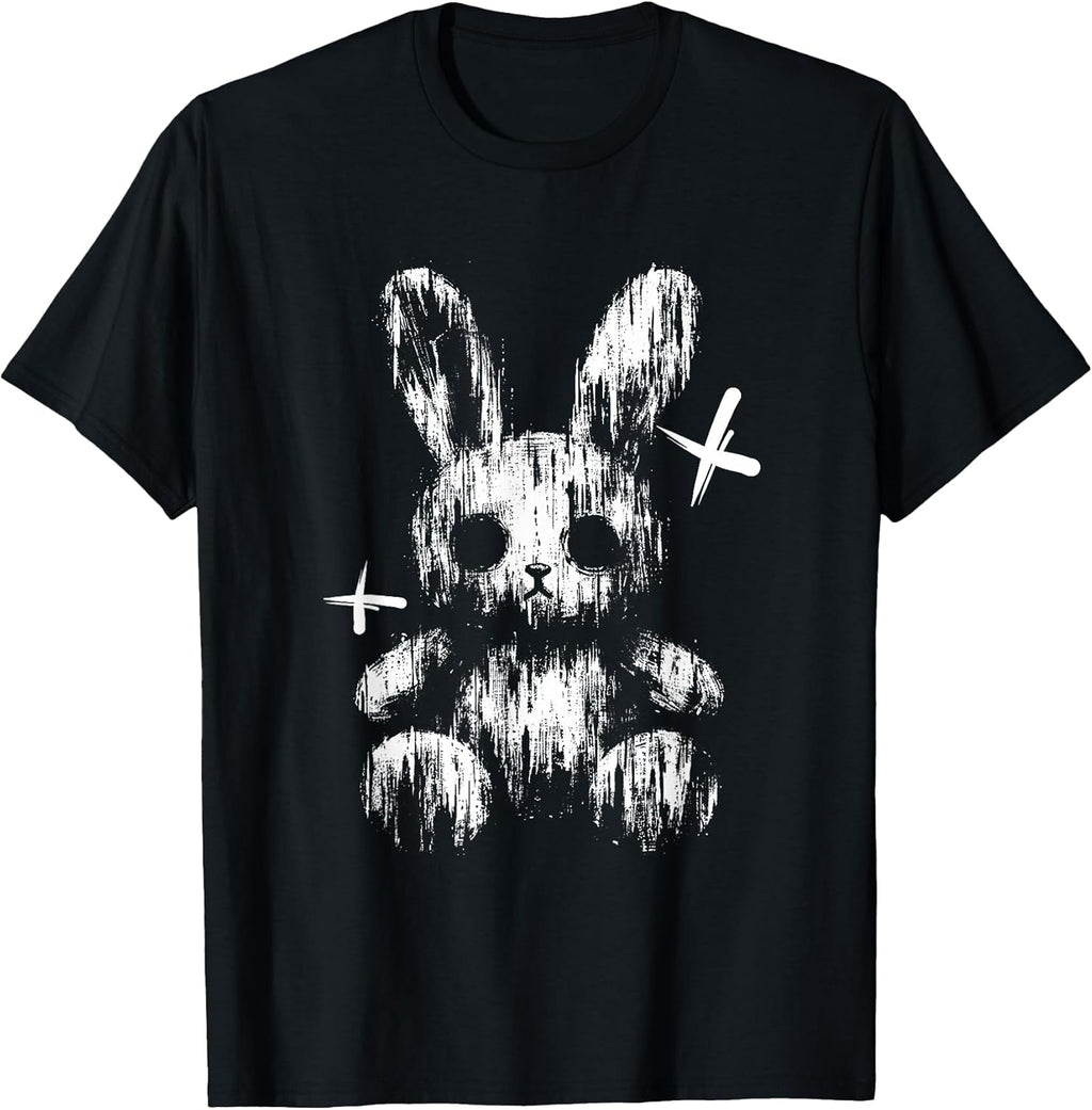Creepy Anime Goth Bunny Rabbit Japanese Anime Goth Girl T-Shirt