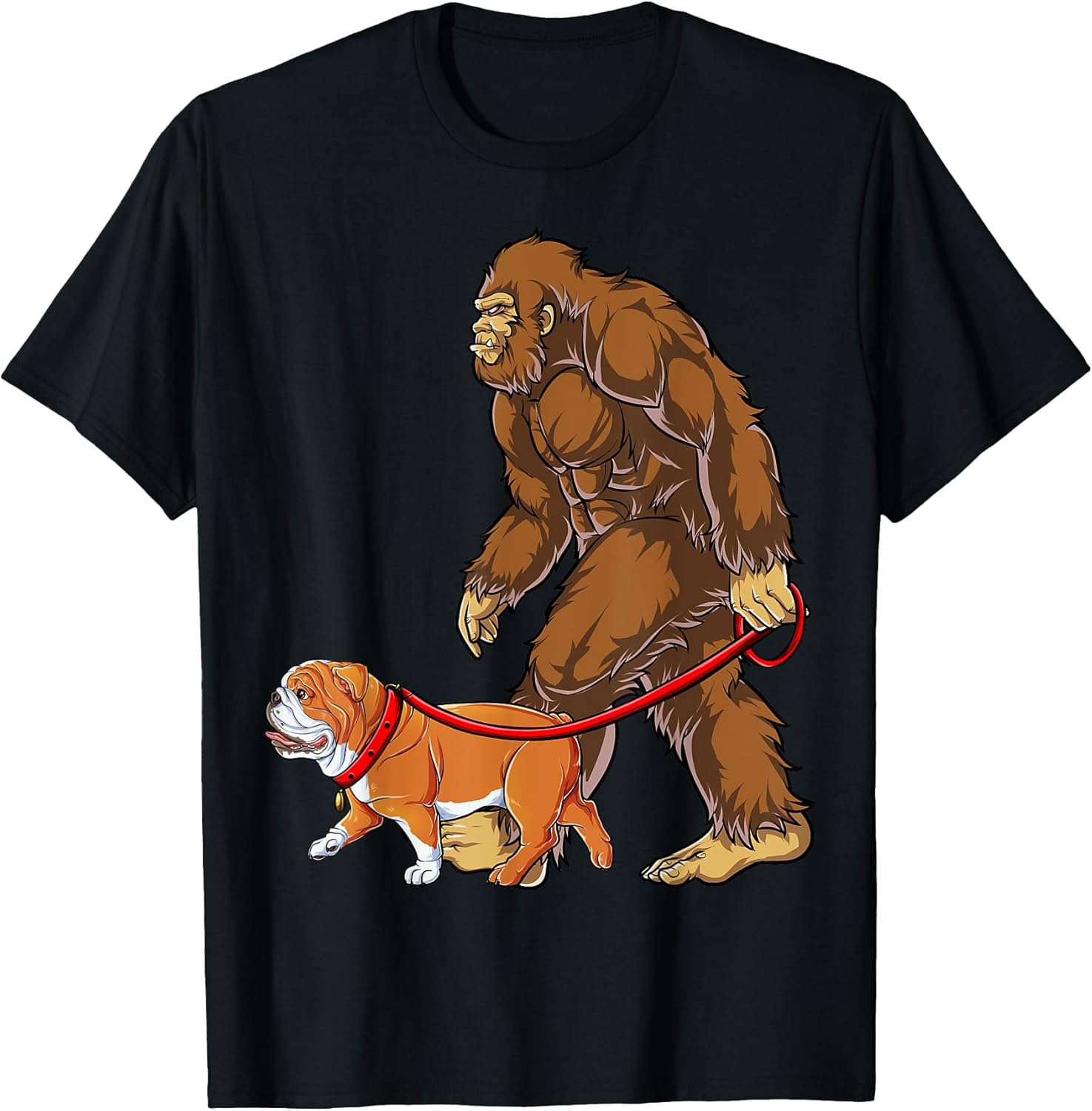 Bigfoot English Bulldog Dog Walk Funny Sasquatch Lovers Men T-Shirt
