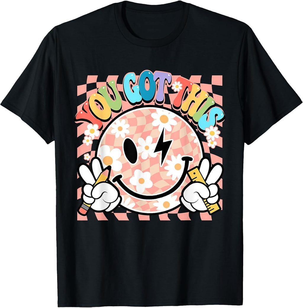 You Got This Groovy Smile Face Motivational Test Day Teacher T-Shirt