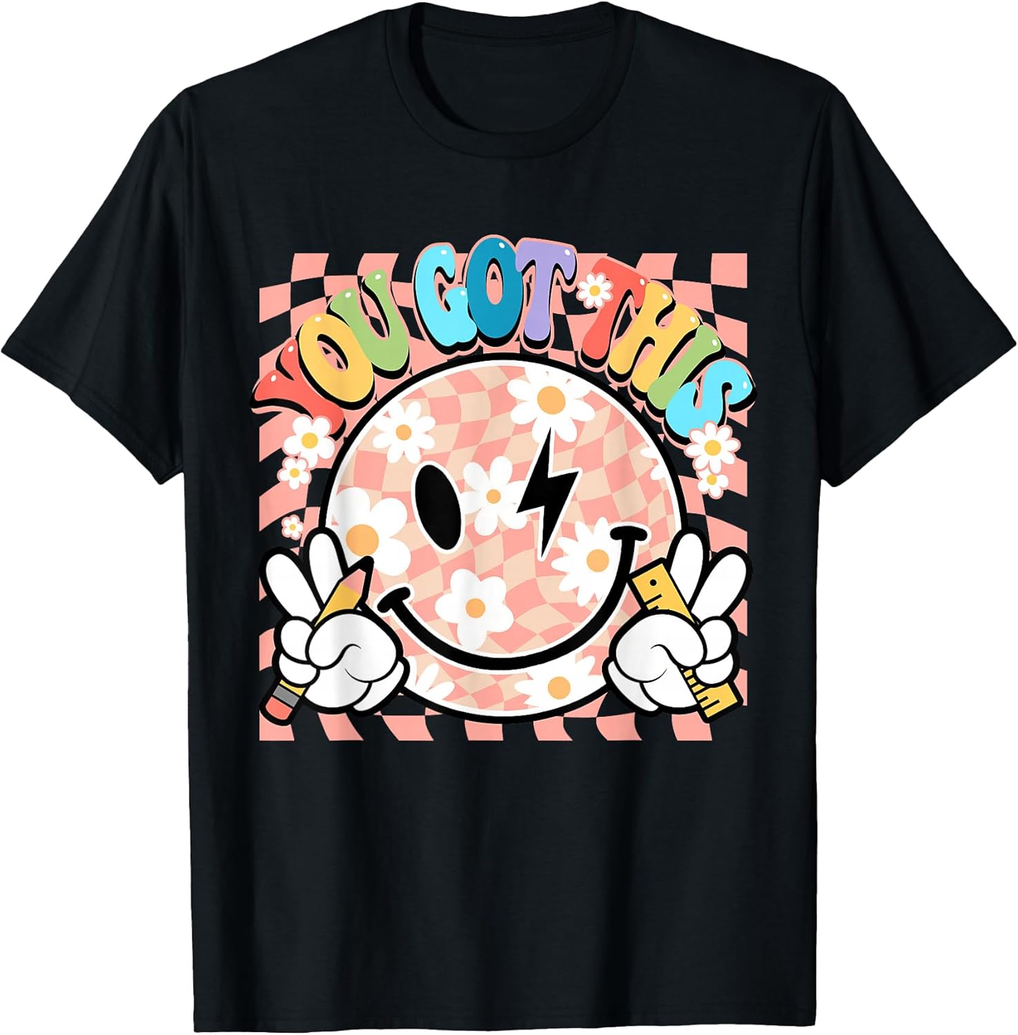 You Got This Groovy Smile Face Motivational Test Day Teacher T-Shirt
