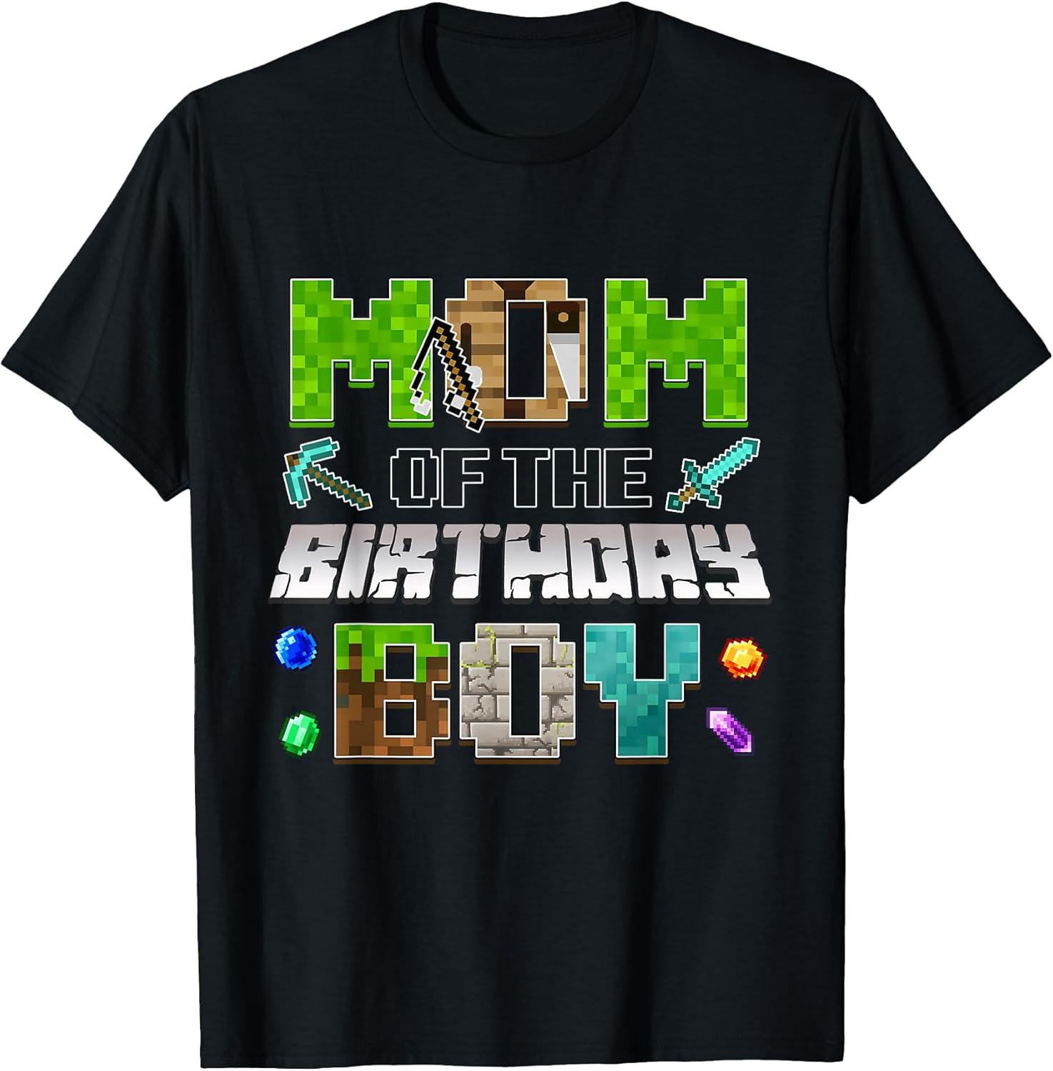 Mom of The Birthday Boy Funny Gaming Birthday Pixel Party T-Shirt