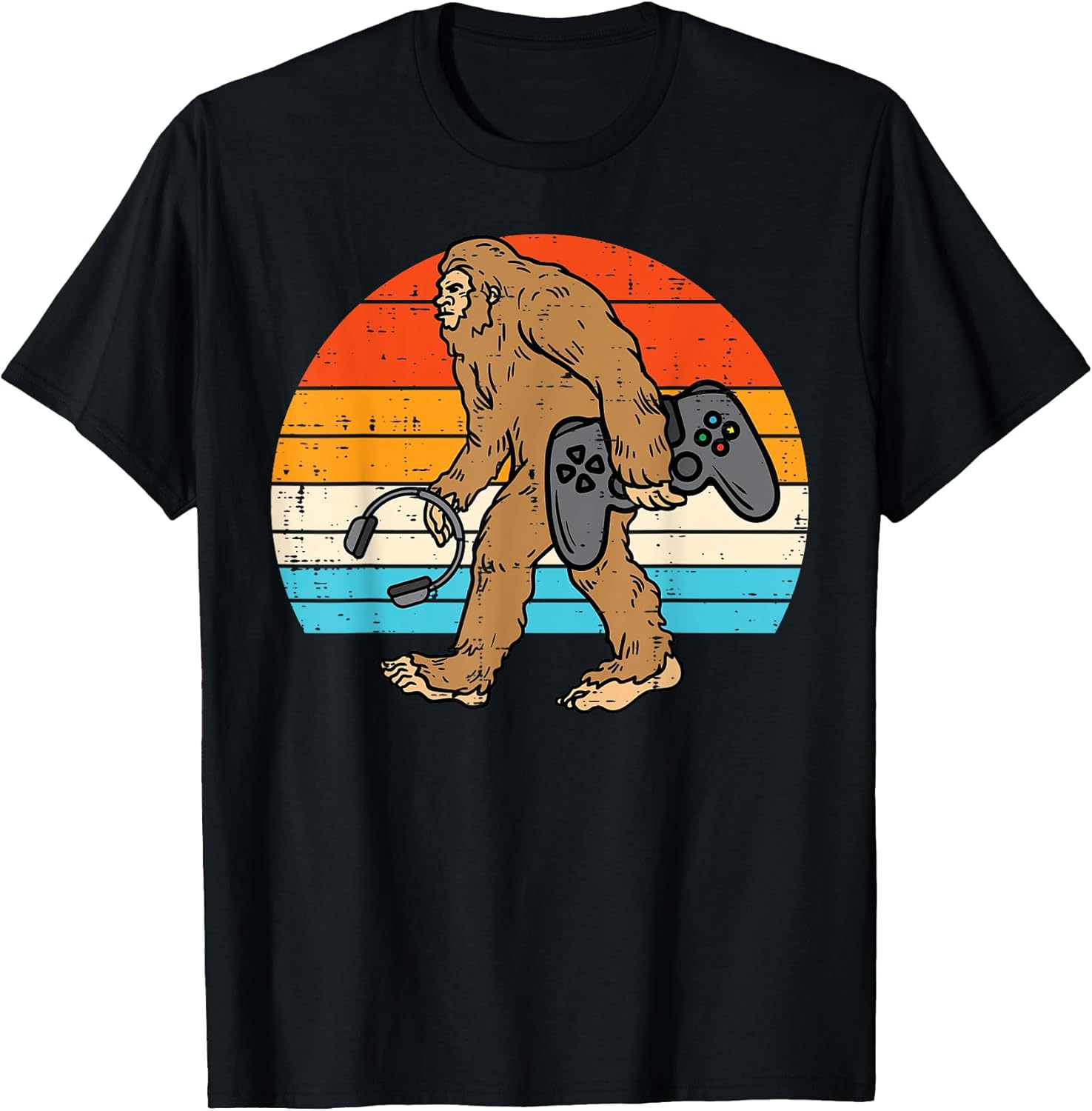 Bigfoot Sasquatch Gamer Retro Gaming Men Boys Kids Teens T-Shirt