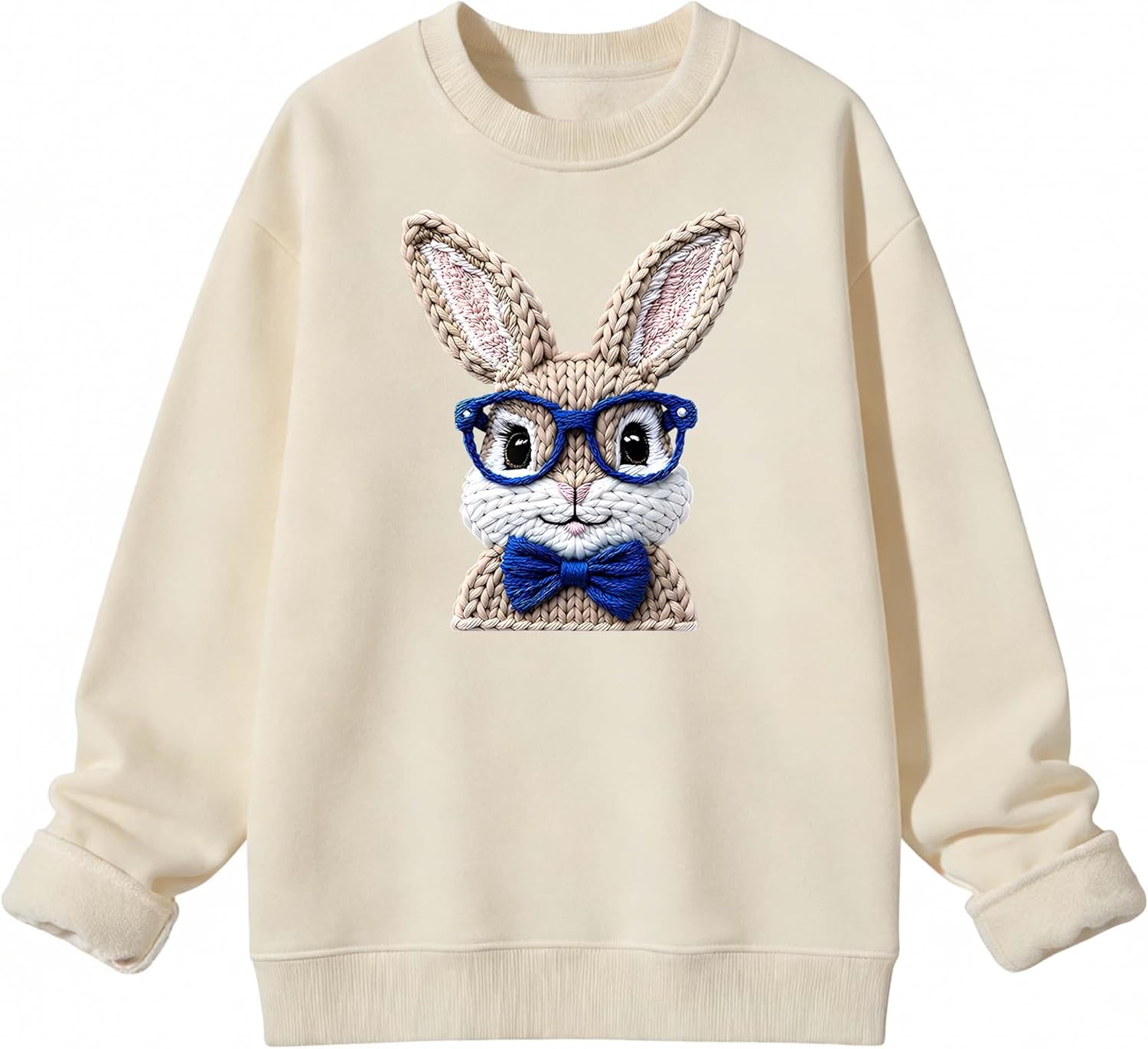 Retro Easter Bunny Sweatshirt, Funny Vintage Easter Bunny Sweater Hoodie Long Sleeve Cute Graphic Shirt For Women
