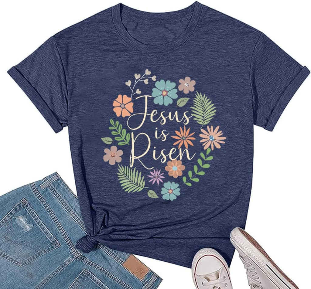Womens Jesus Cross Graphic Tee Bible Verse Shirts Christian Religious T Shirt Casual Short Sleeve Jesus Devotee Gift Tops