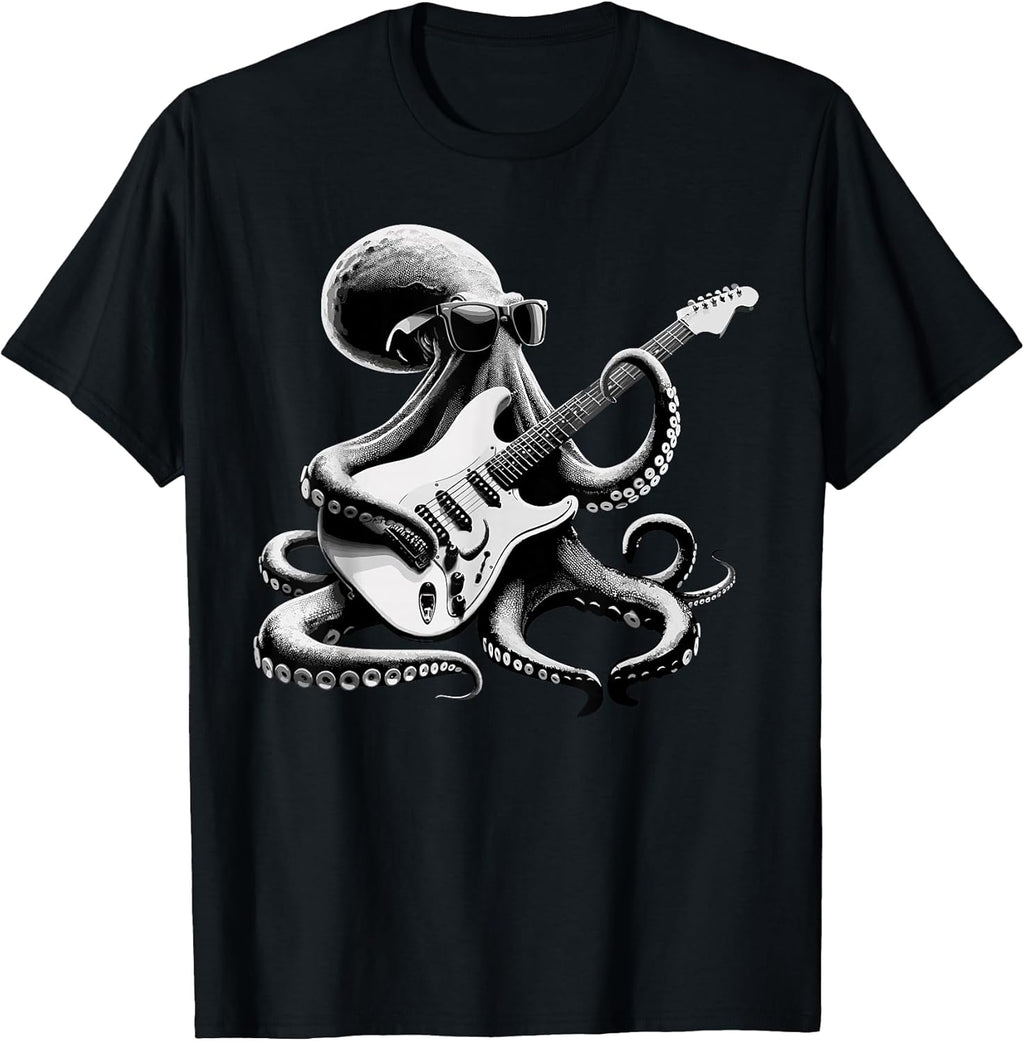 Guitar Octopus Novelty Rock Music Band Concert Funny Guitar T-Shirt