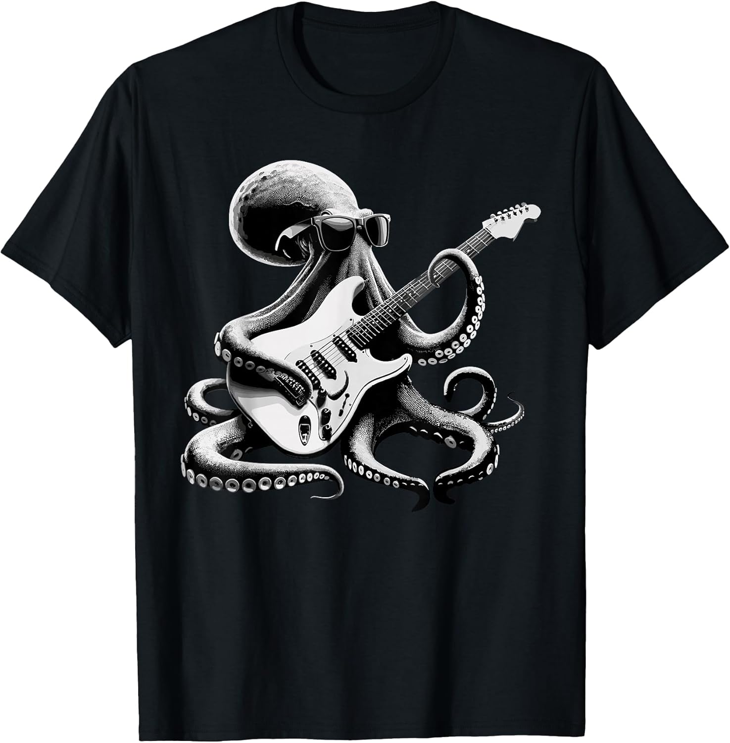 Guitar Octopus Novelty Rock Music Band Concert Funny Guitar T-Shirt