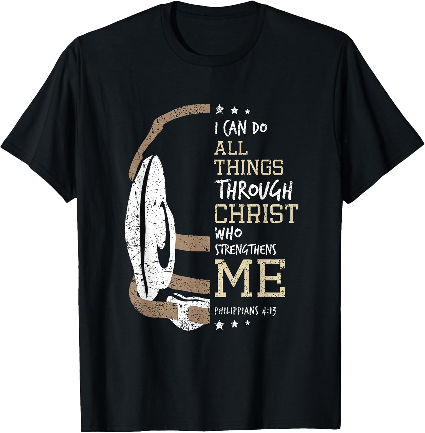 Philippians 4 13 I Can Do All Things Christian Wrestling T-Shirt Unisex-Adults Black Short Sleeve Small Classic Fit Cotton Blend T-Shirt