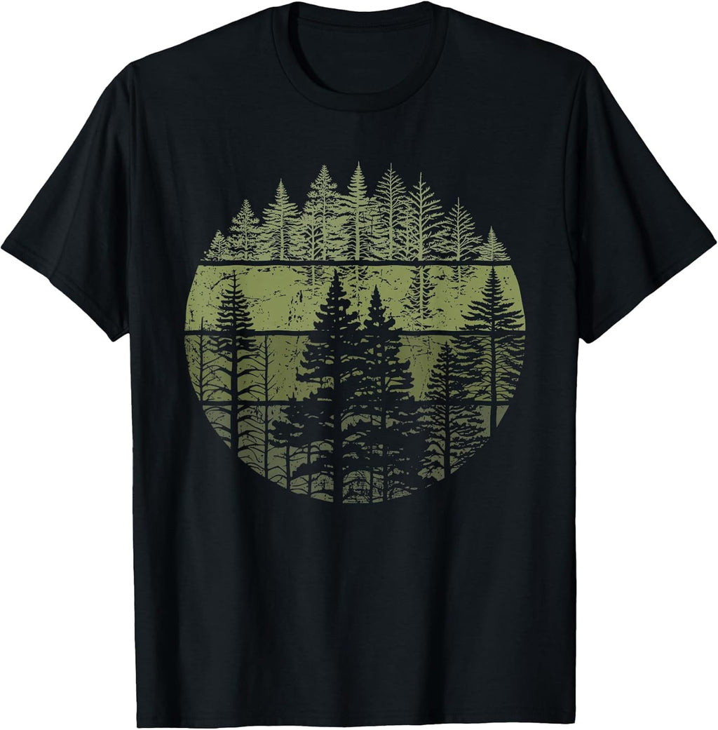 Retro Forest Trees Outdoors Nature Vintage Graphic