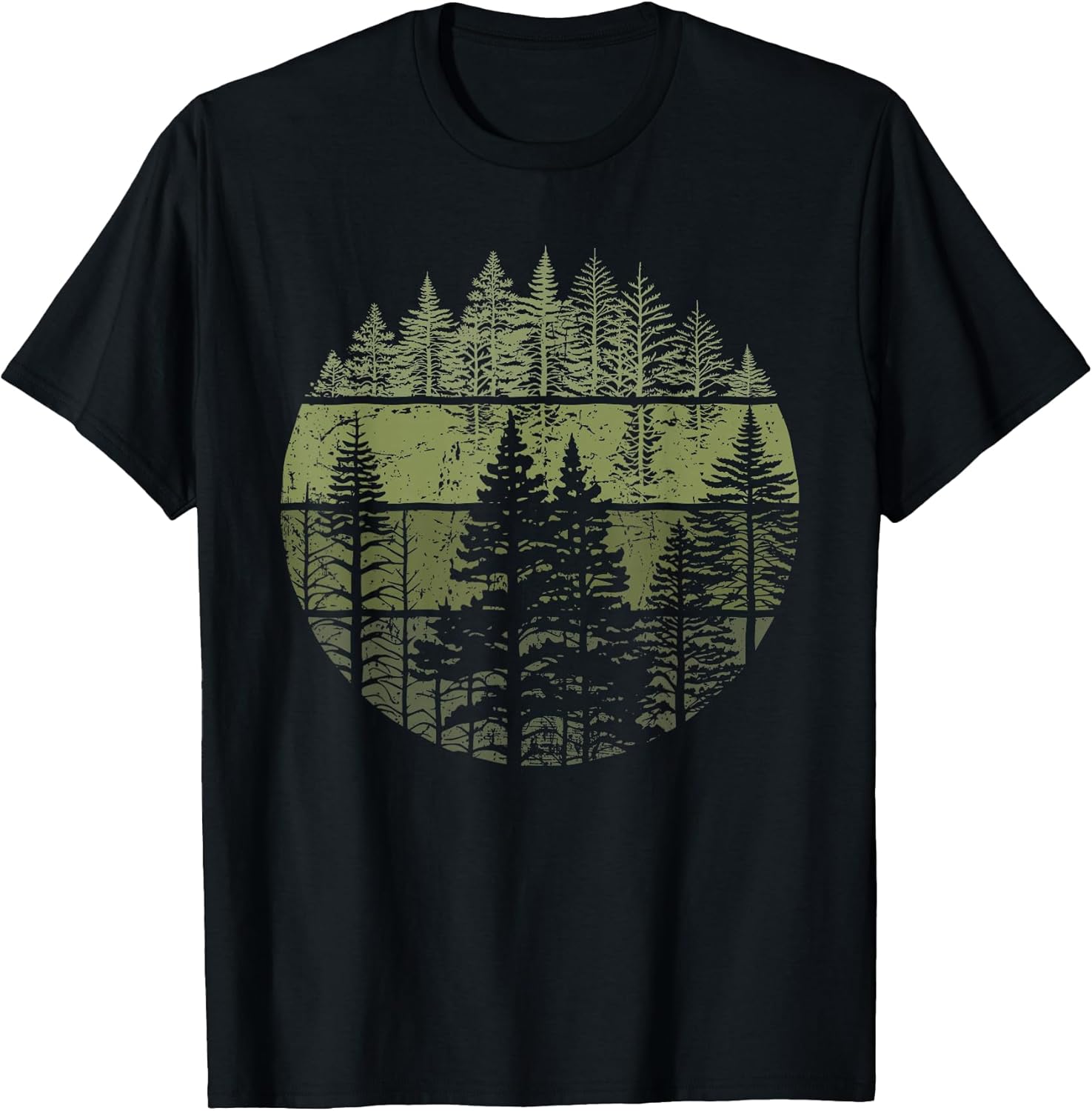 Retro Forest Trees Outdoors Nature Vintage Graphic