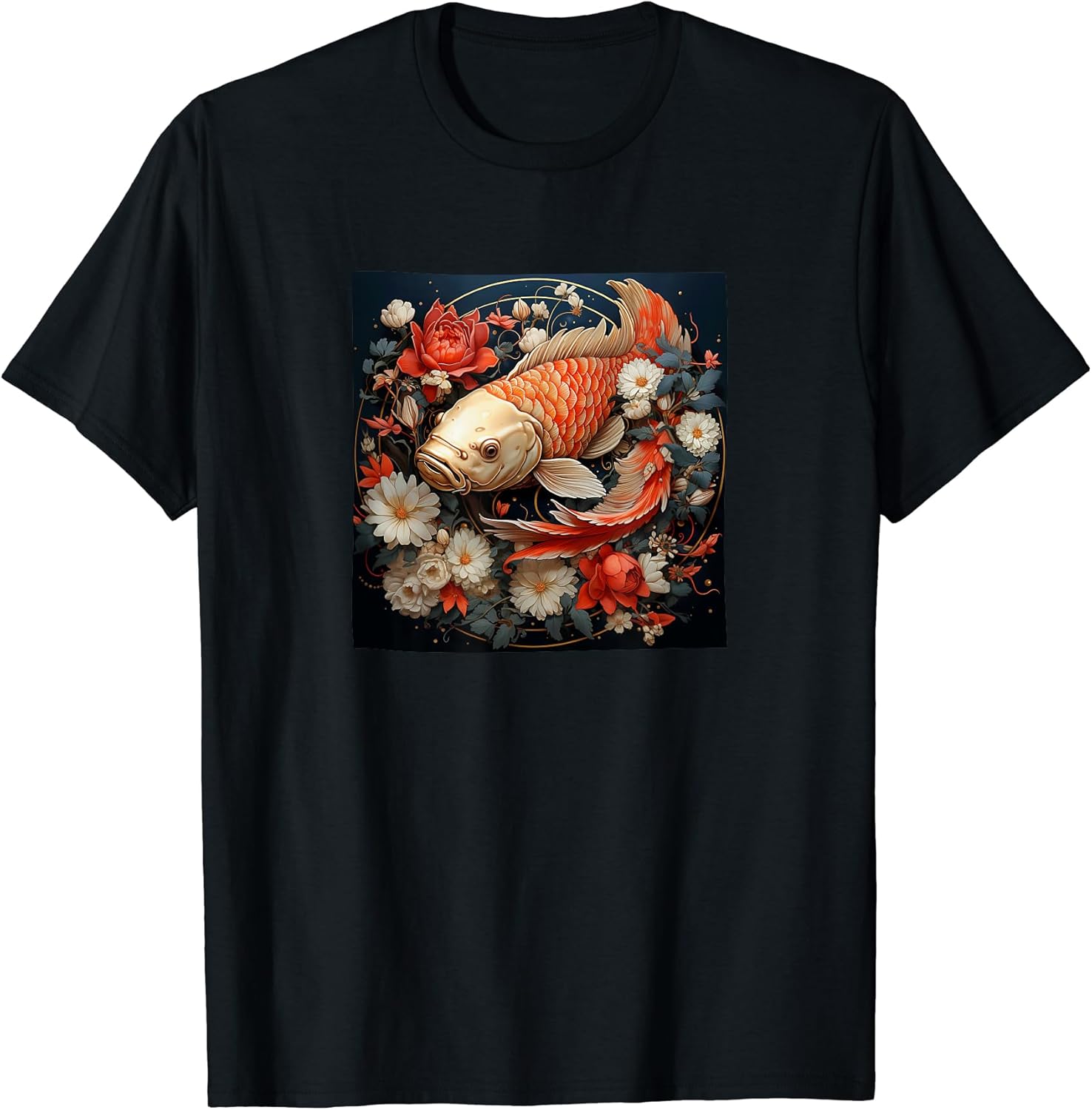 Koi With Flowers Around Boho Style Merch