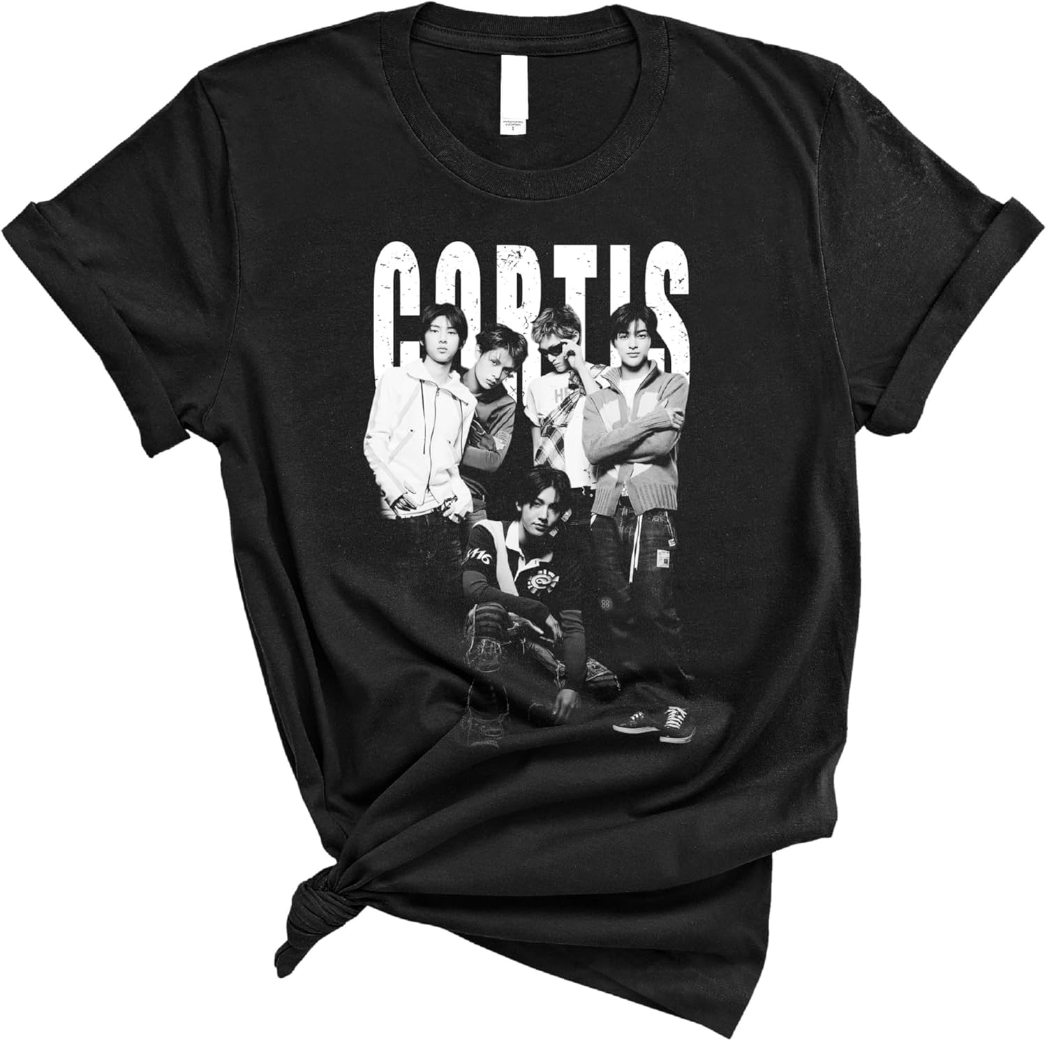 Monochrome Street Style Band Poster T Shirt Vintage Music Aesthetic Casual Short Sleeve Unisex Tee