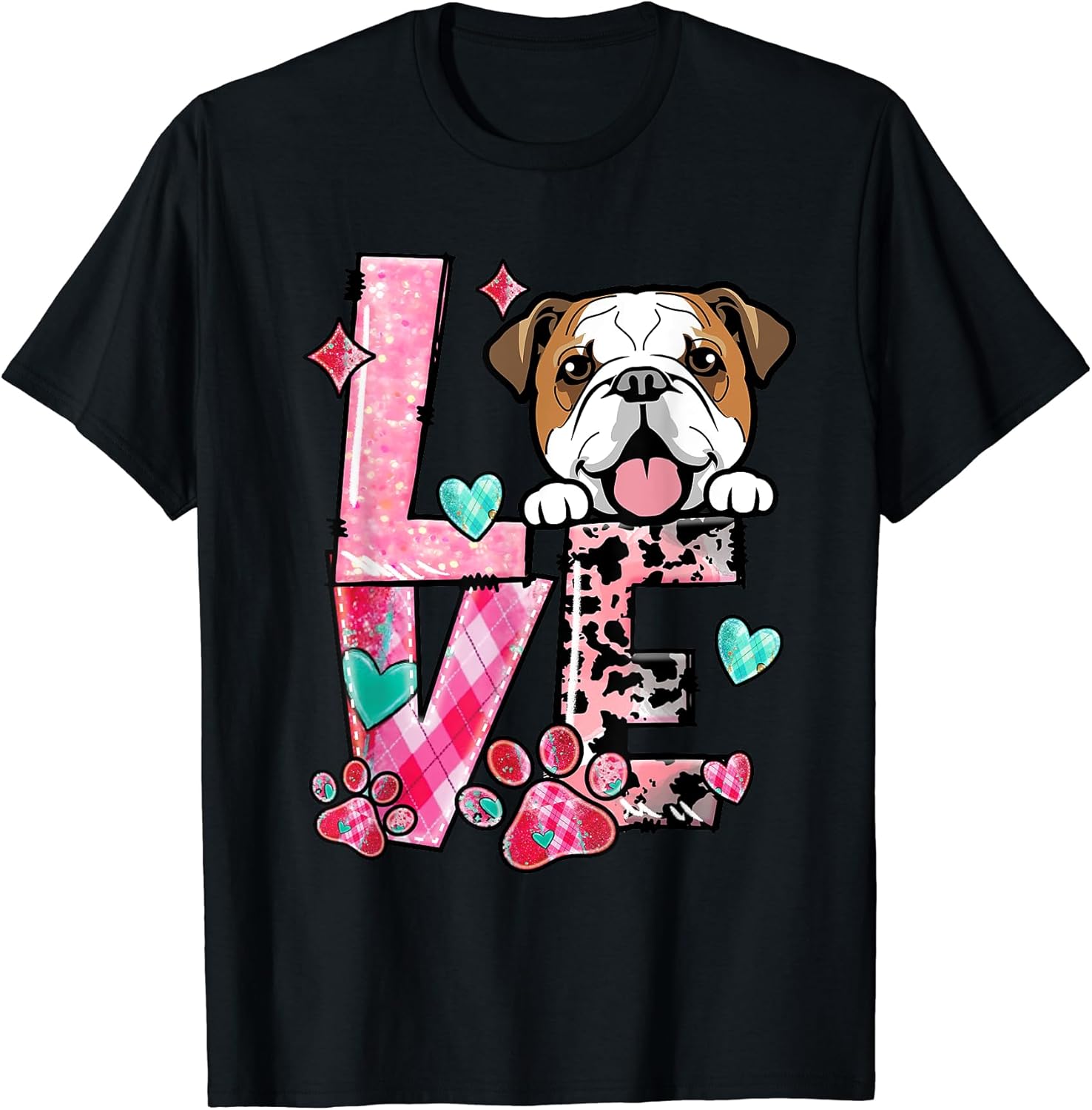 English Bulldog Coffee Lover Dog Mom Valentines Day T-Shirt