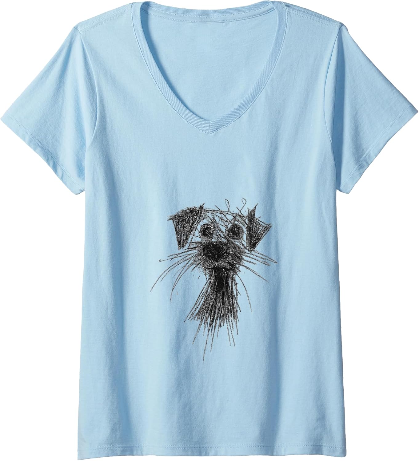 Womens Dog Lover Abstract Scribble Art Cute Puppy Puppy V-Neck T-Shirt