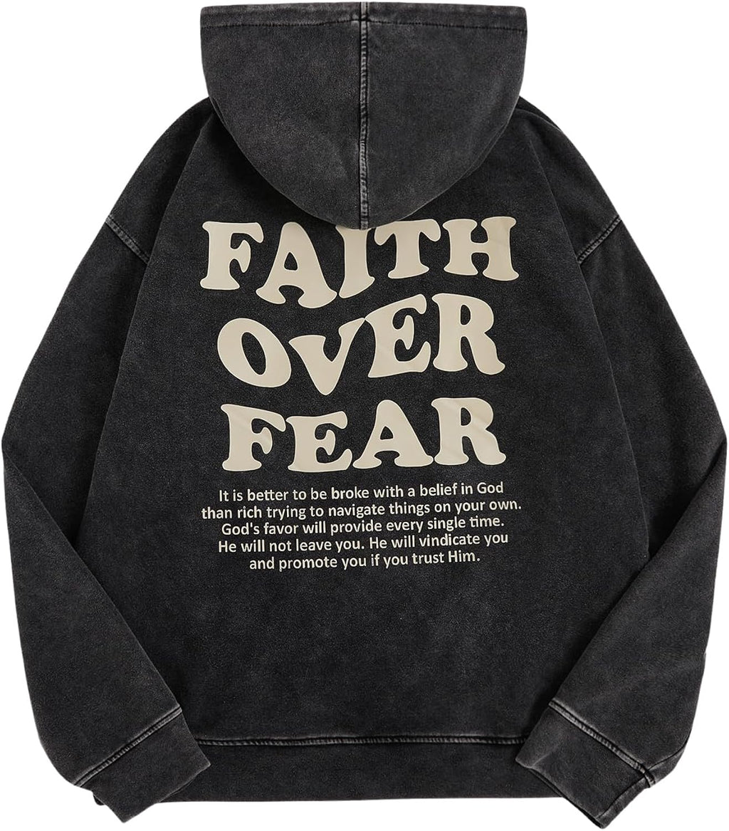 Men's Y2k Letter Graphic Distressed Long Sleeve Hoodie Vintage Hipster Loose Fit Hooded Sweatshirt