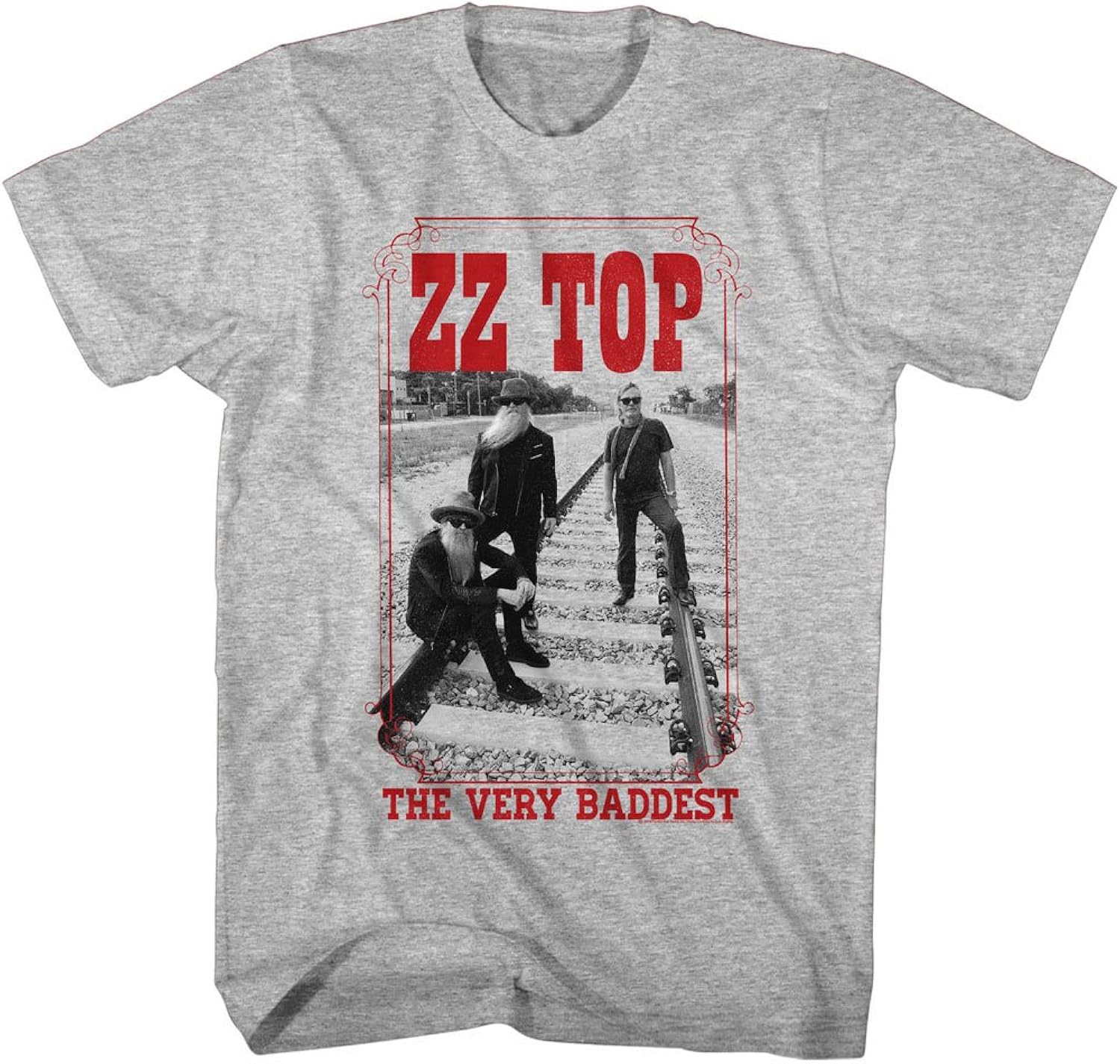 ZZ Top Rock Band Music Group On The Tracks The Very Baddest Adult T-Shirt Tee