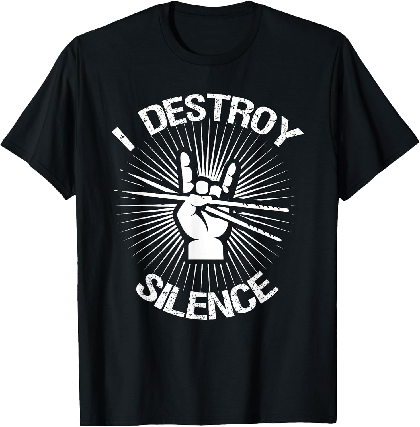 I Destroy Silence Vintage Music Bands Drum Sticks Drummer T-Shirt