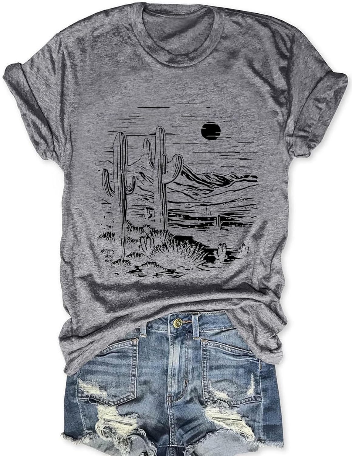 Women Vintage T Shirt Short Sleeve Summer Cactus Tshirt Funny Graphic Tees