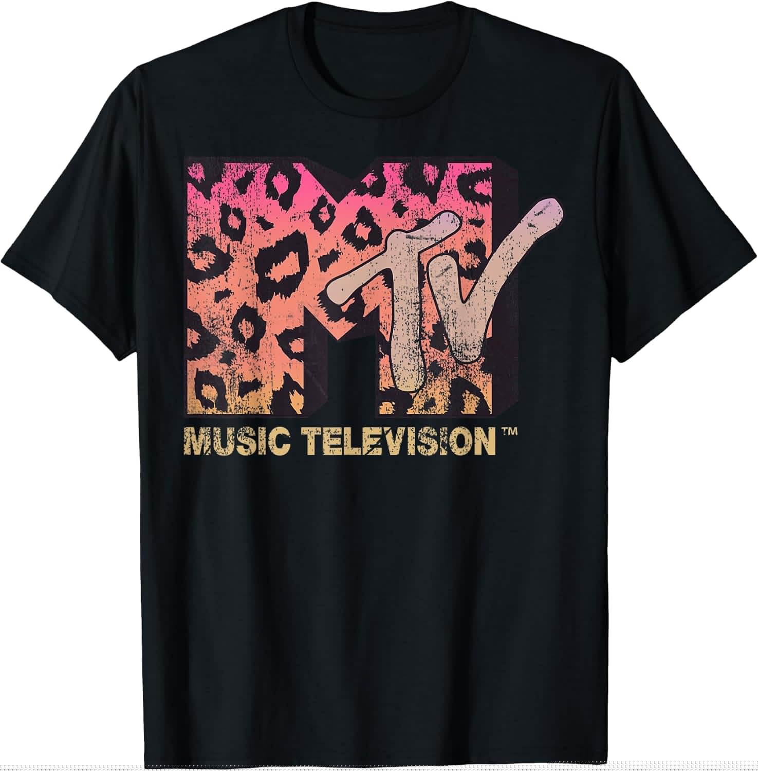Leopard Print Gradient Logo T-Shirt Small