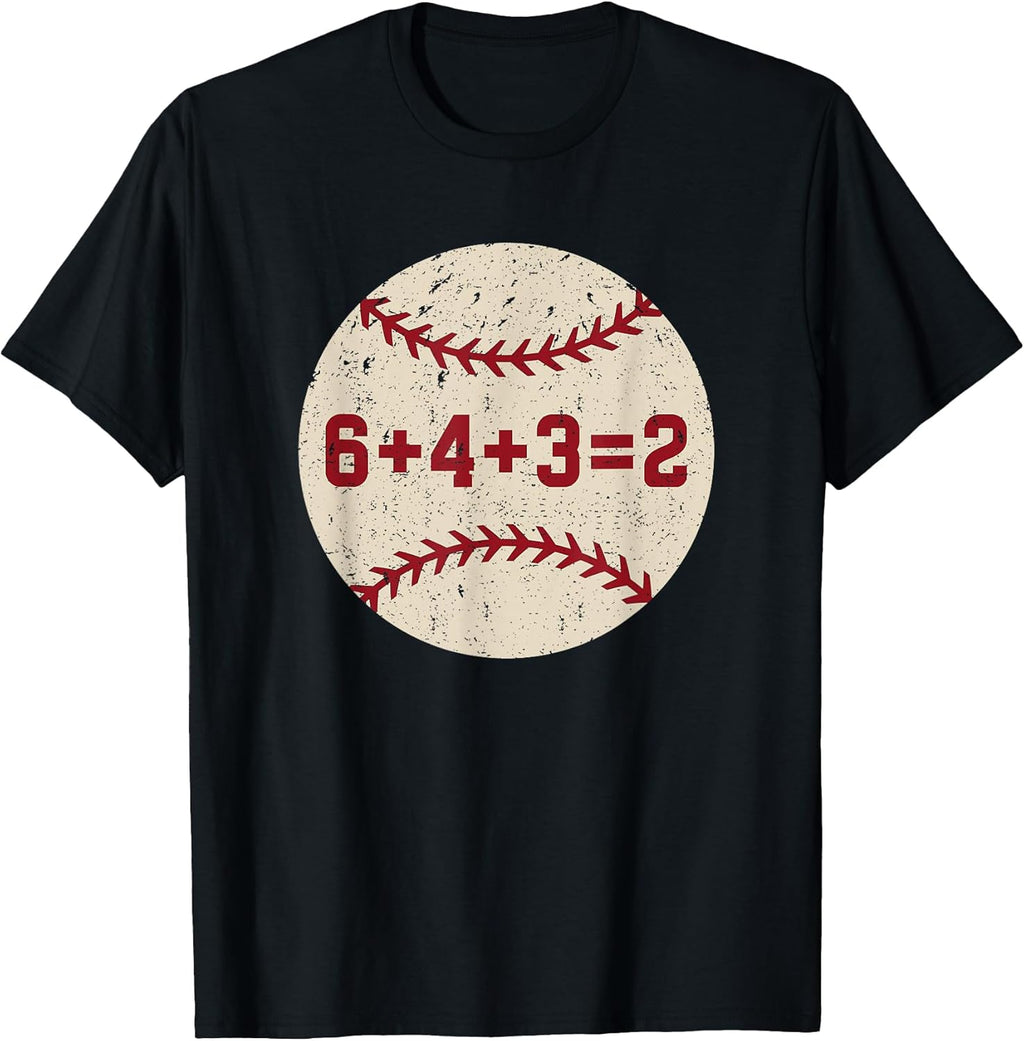 6+4+3=2 Baseball Double Play Retro Funny Baseball Player T-Shirt