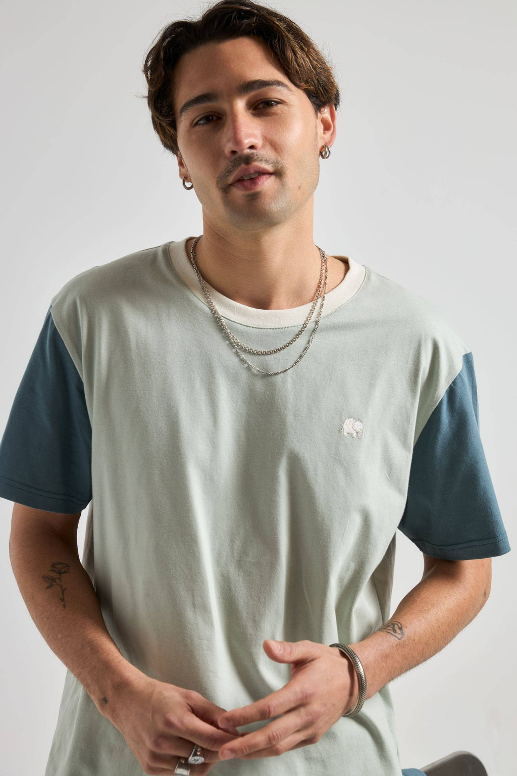 Color Block T-Shirt Coastal Fog