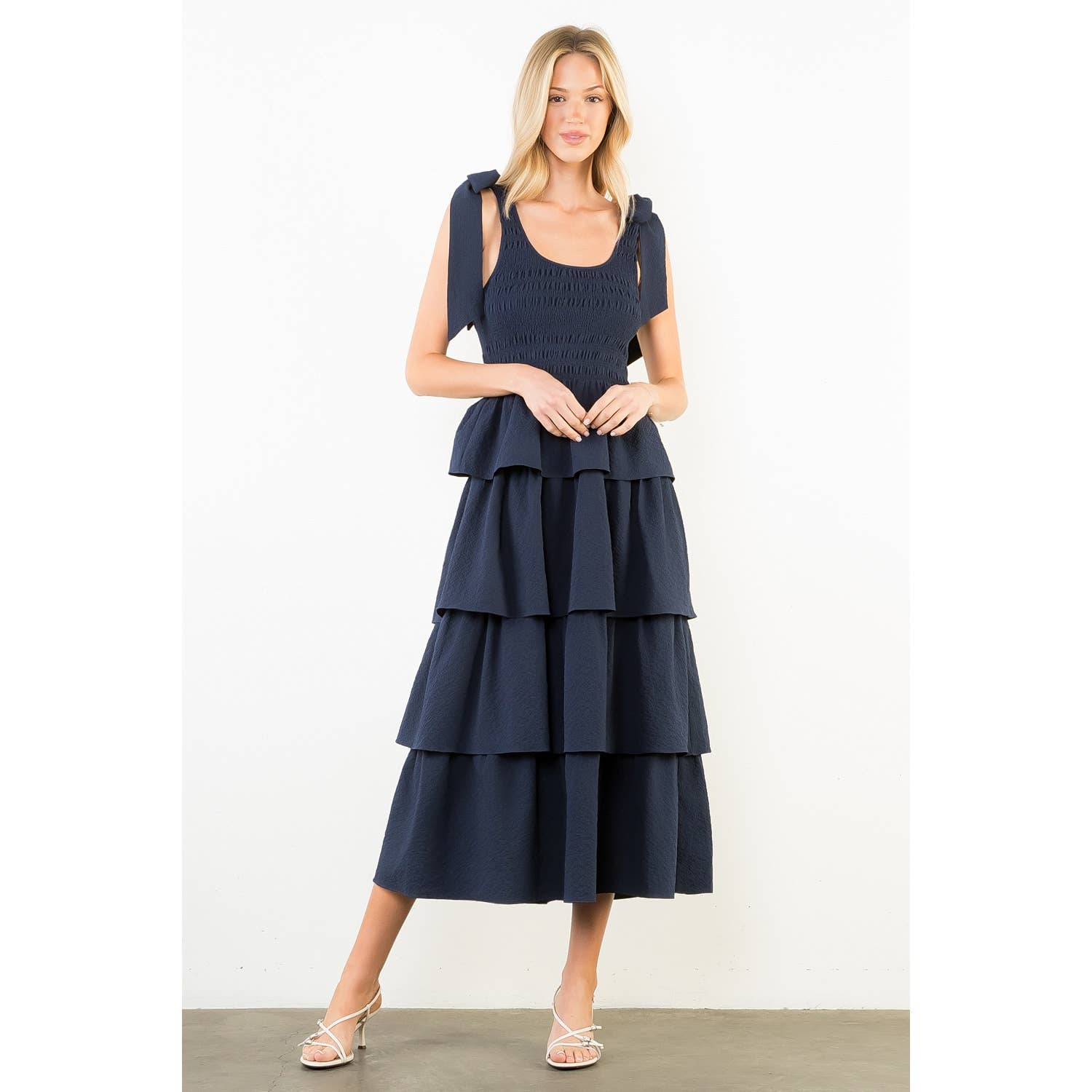 Tie Straps Ruffle Tiered Dress