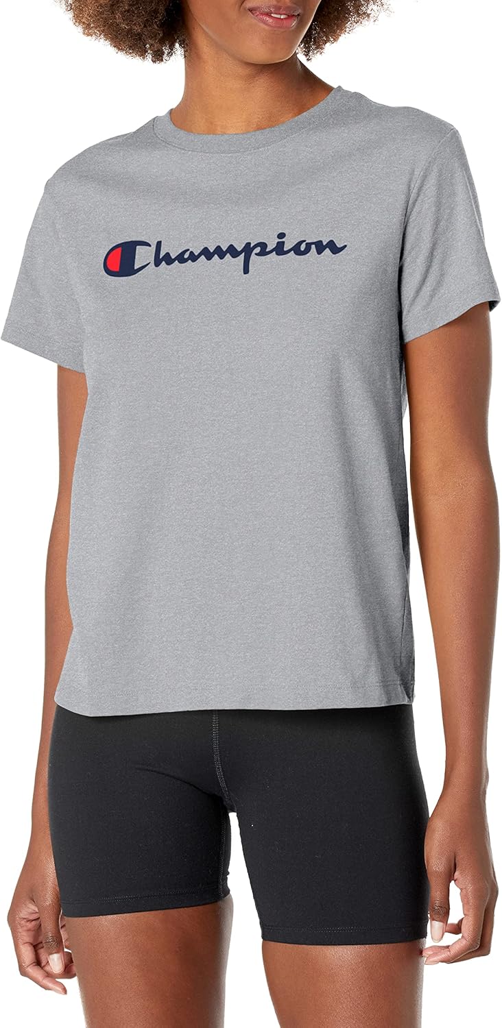 Women’s Classic Short Sleeve Graphic T-Shirt, Standard Fit, Script Logo