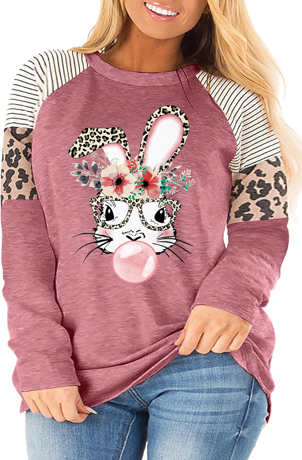 Plus Size Happy Easter Shirt for Women Funny Bunny Rabbit T Shirt Easter Holiday Tops Short Sleeve Tees