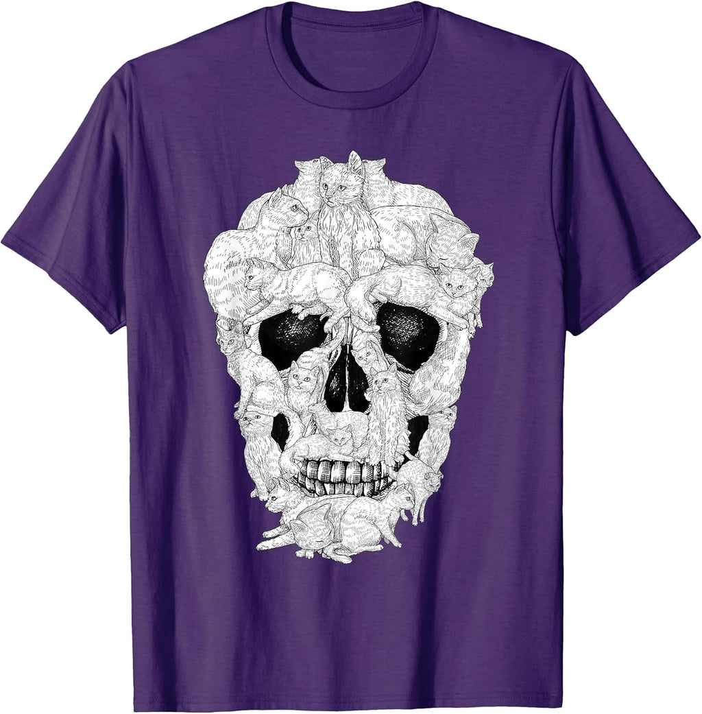 Best Cat Skull for Men Women Halloween Skeleton Cat Lover T-Shirt