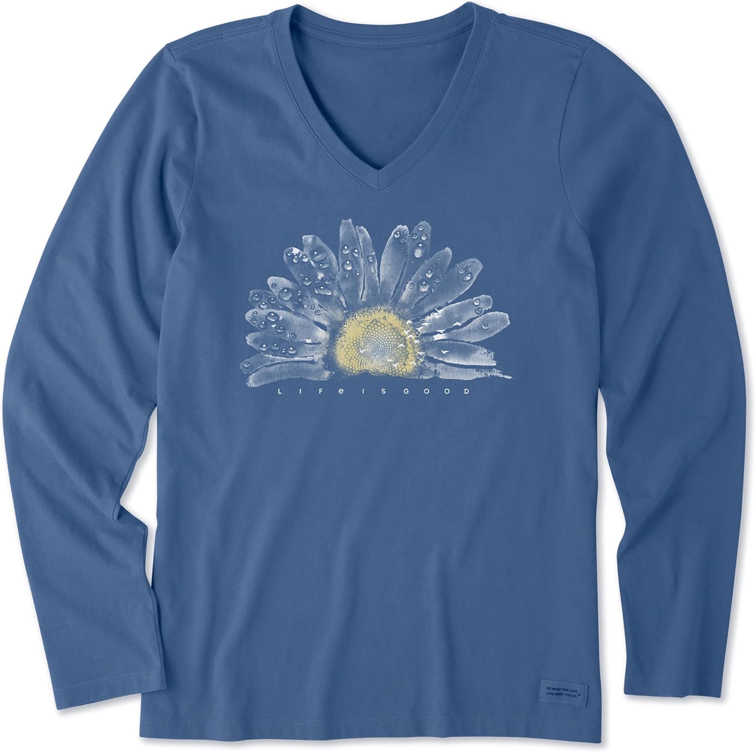 Women's Crusher Tee Shirt, Long Sleeve Cotton Graphic T-Shirts, Watercolor Daisy