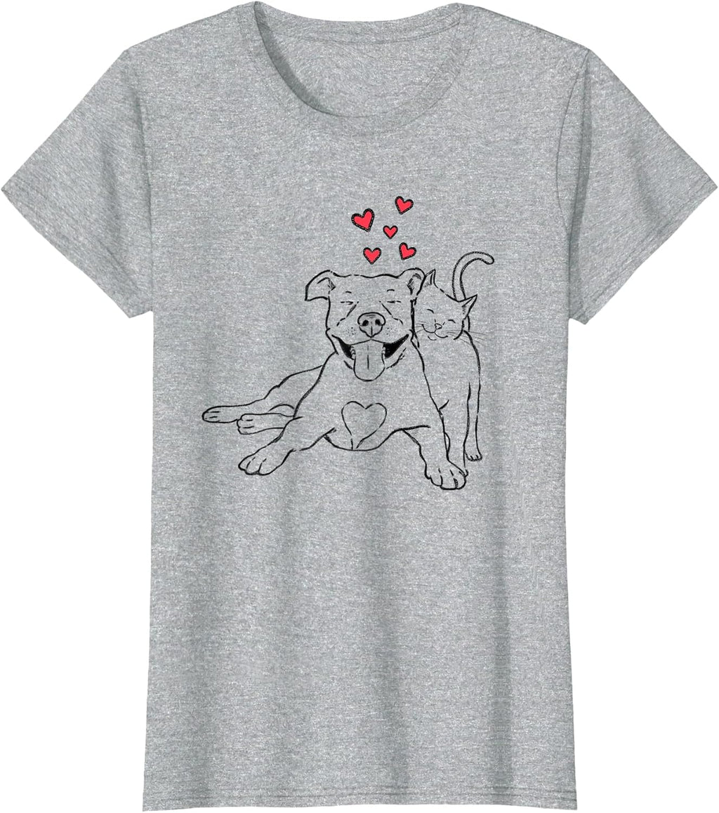 Pitties and Kitties, Dog and Cat Lover, Pitbull Mom, Cat Mom T-Shirt